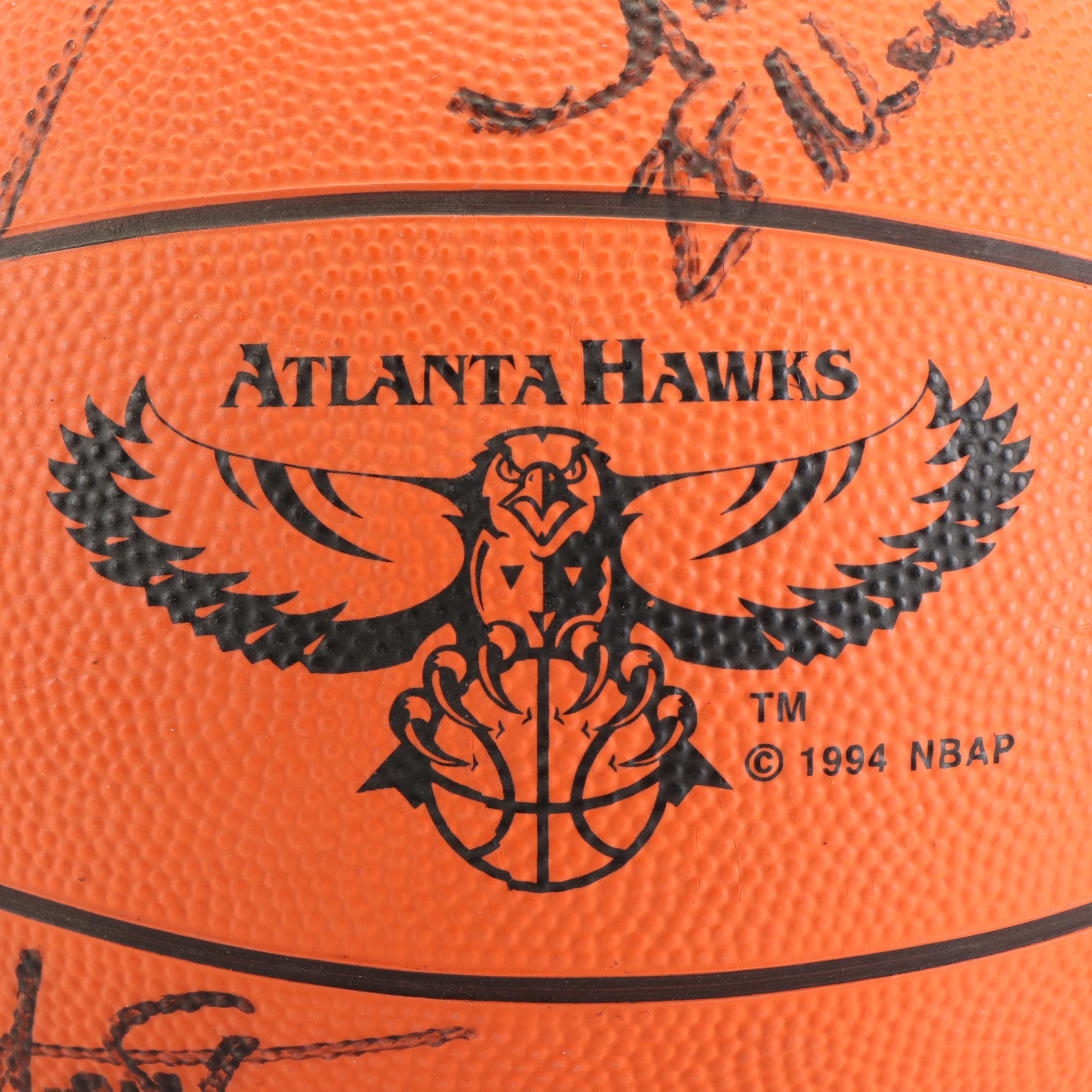 1995 Atlanta Hawks Team Signed Basketball Featuring Mookie Blaylock and More