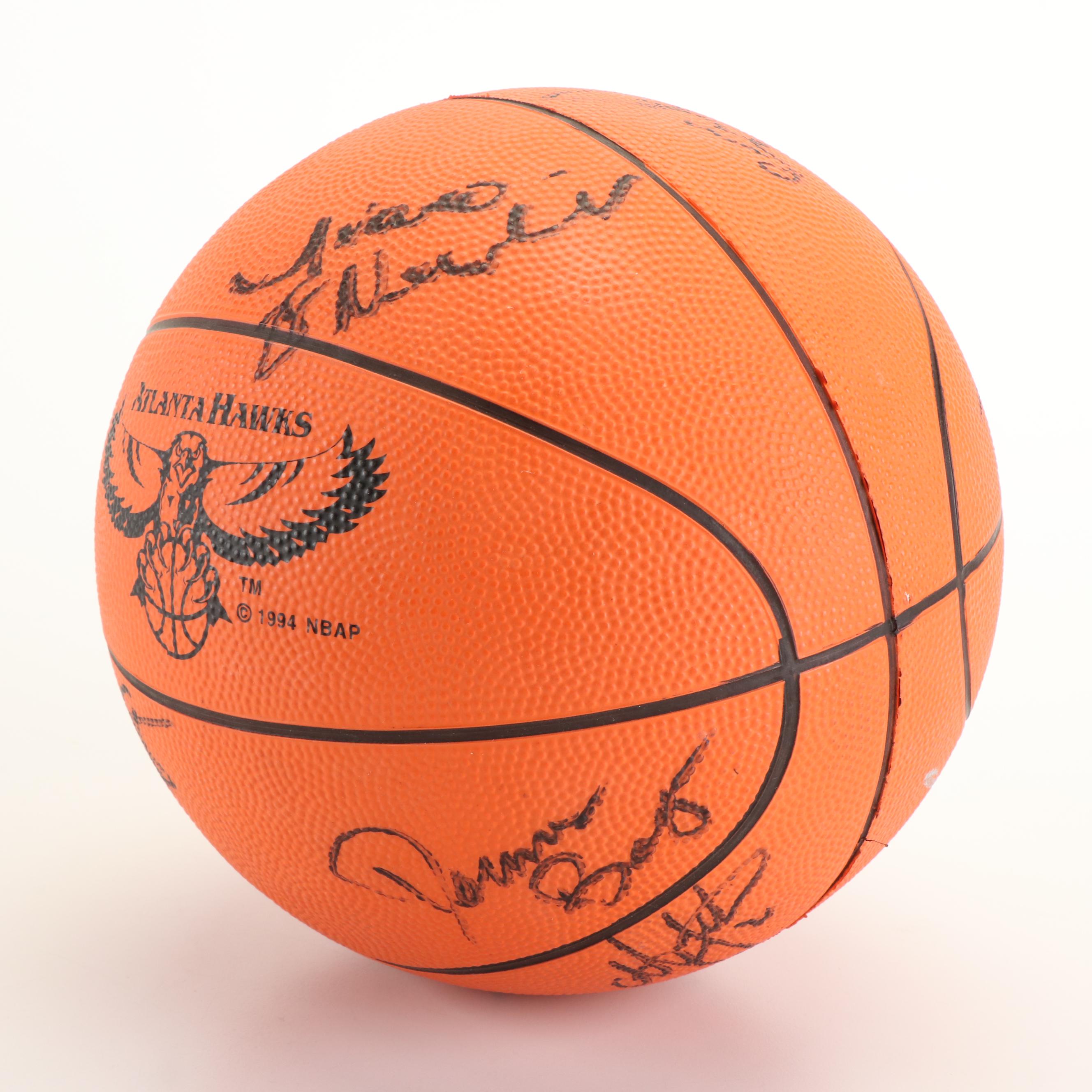 1995 Atlanta Hawks Team Signed Basketball Featuring Mookie Blaylock and More