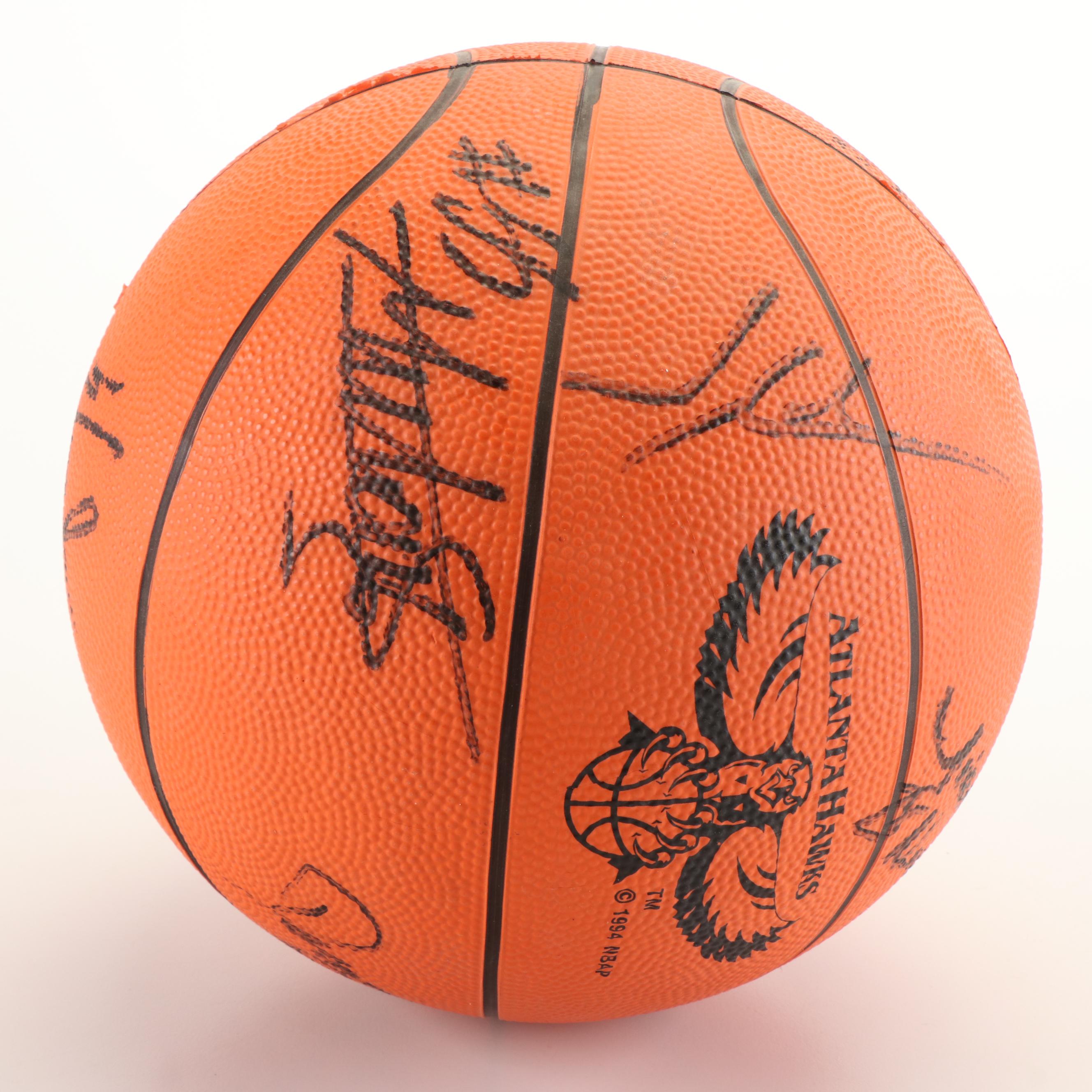 1995 Atlanta Hawks Team Signed Basketball Featuring Mookie Blaylock and More