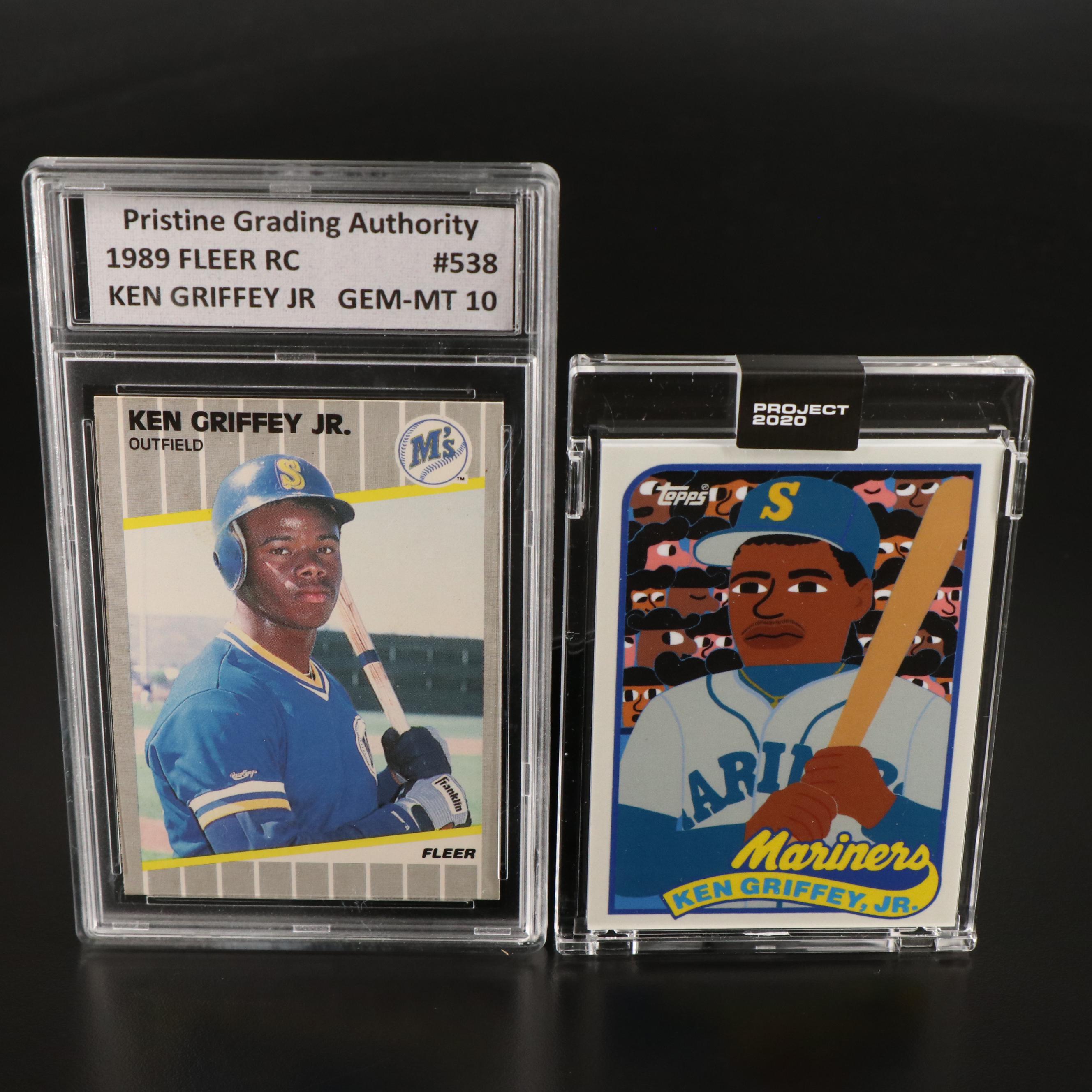 1989 Fleer Ken Griffey Jr. Slabbed Rookie Card with Project 2020 Card