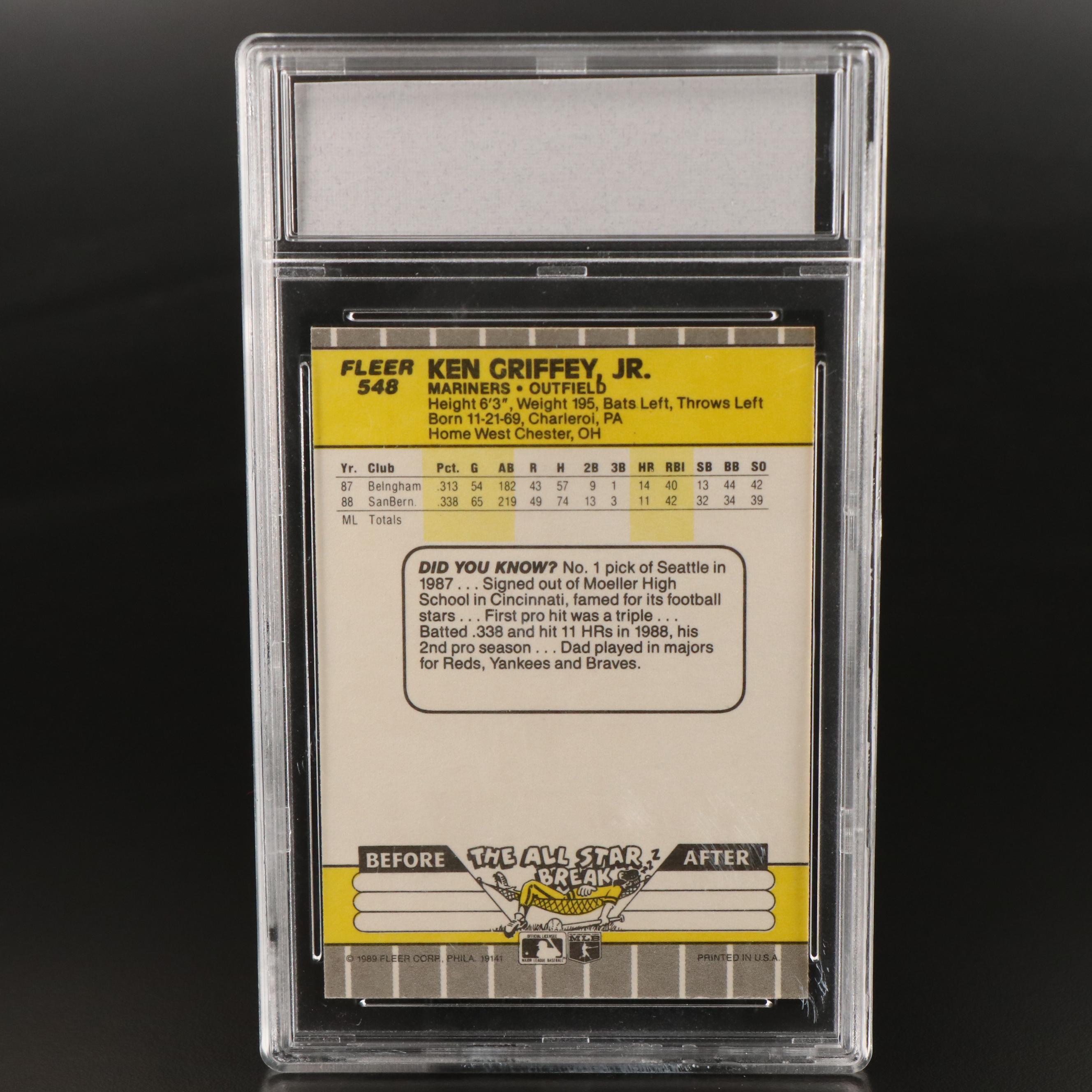 1989 Fleer Ken Griffey Jr. Slabbed Rookie Card with Project 2020 Card