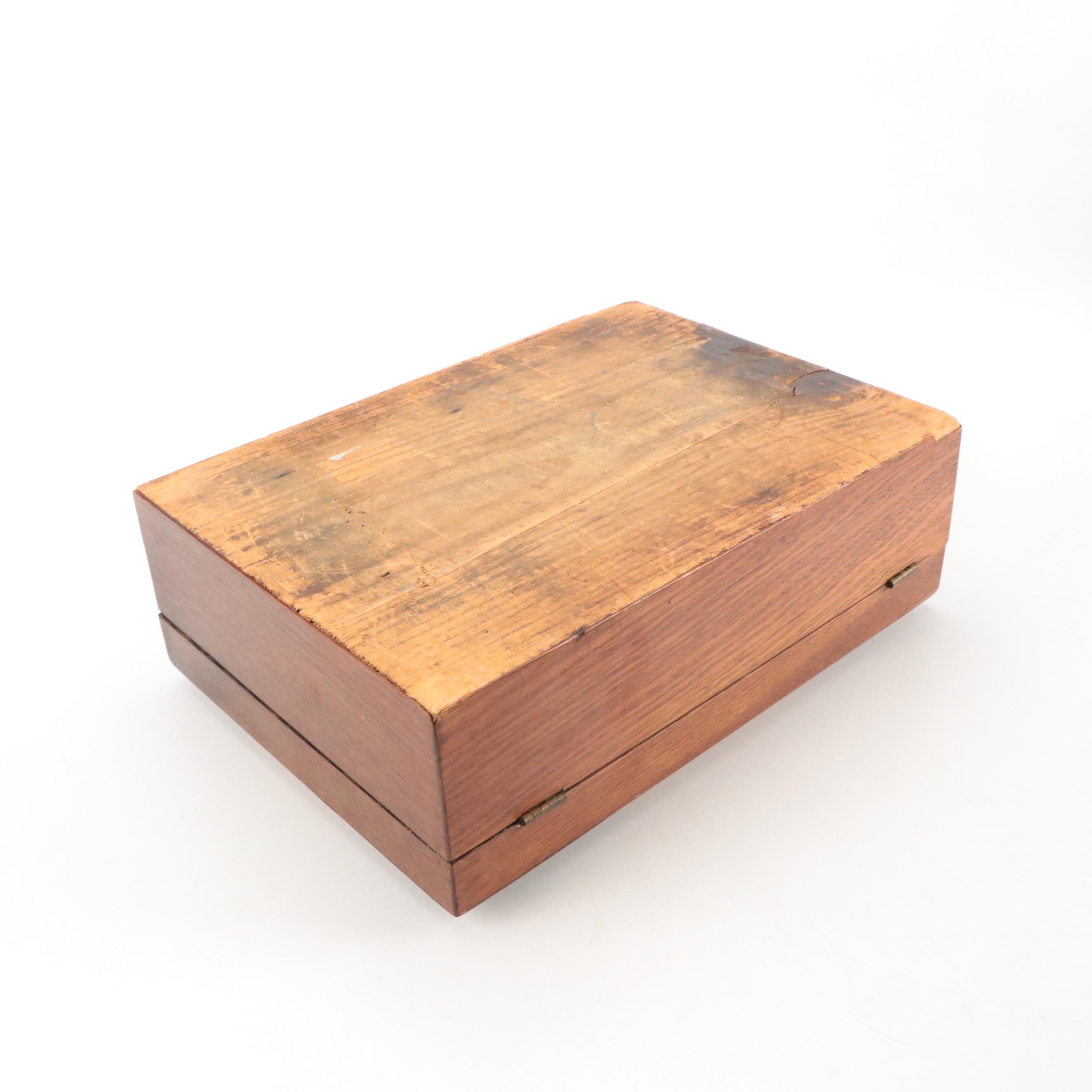 Shaker Style Mahogany and Mixed Wood Inlaid Jewelry Box, 19th Century