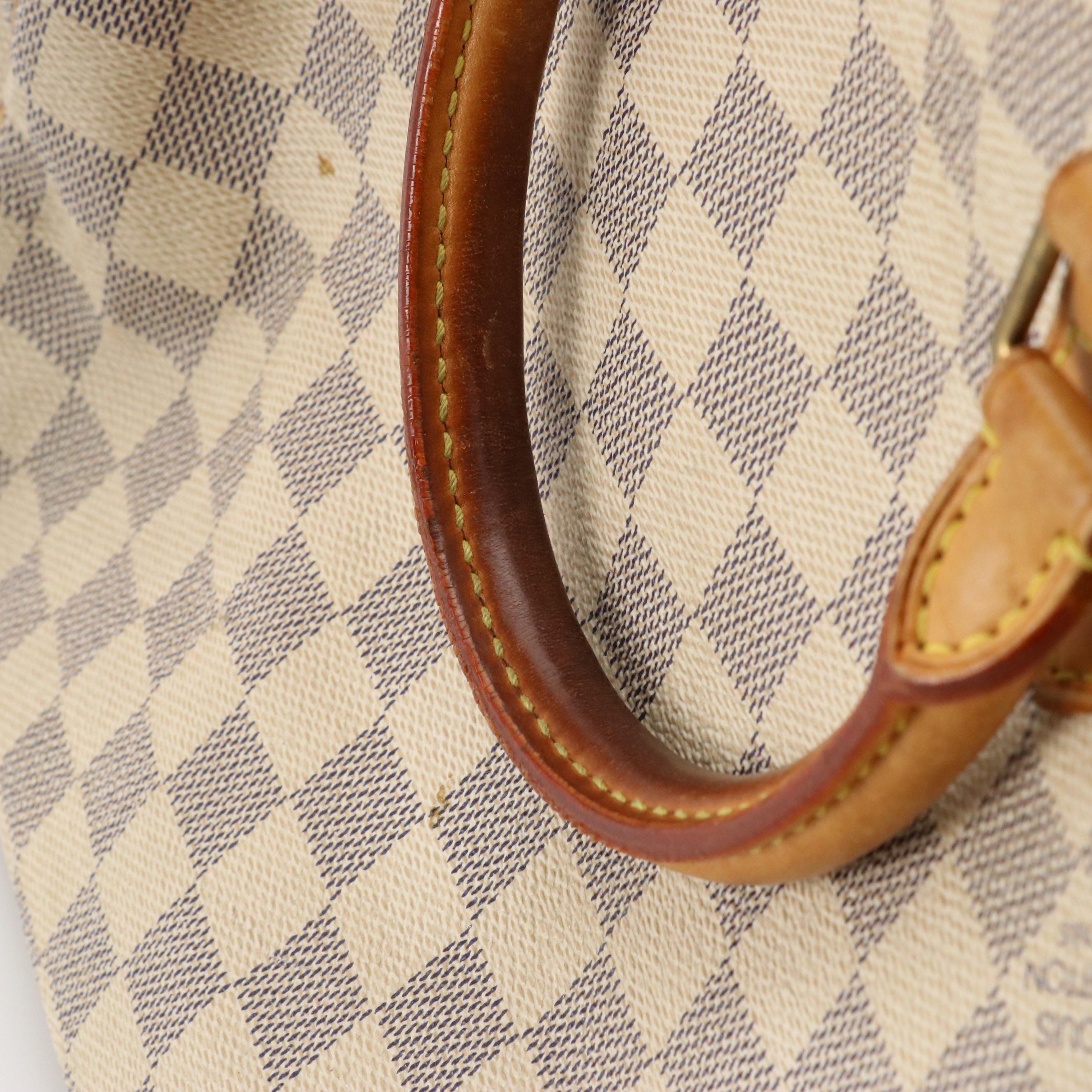 Louis Vuitton Speedy 30 Boston Bag in Damier Azur Canvas and Vachetta Leather