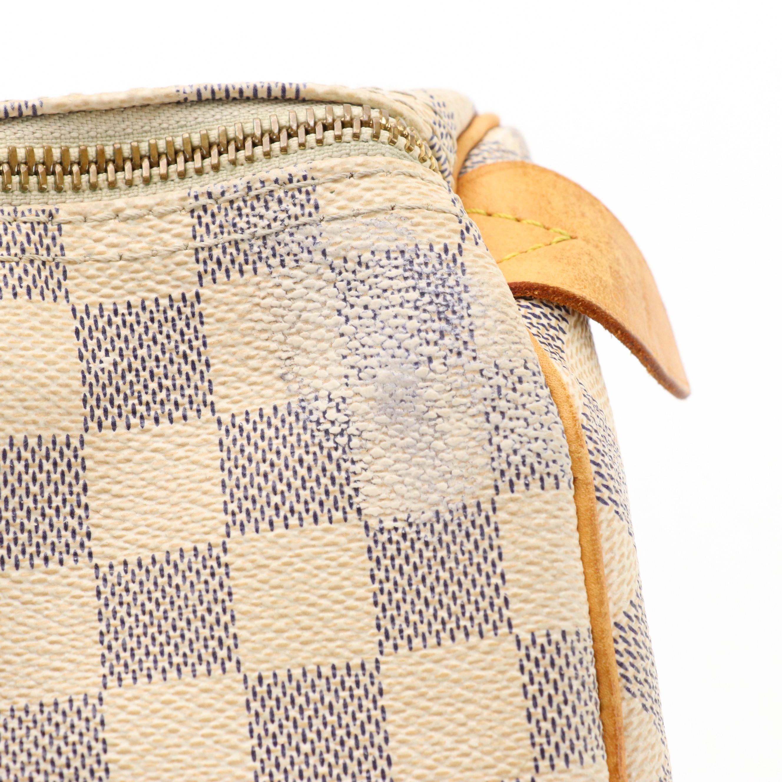 Louis Vuitton Speedy 30 Boston Bag in Damier Azur Canvas and Vachetta Leather