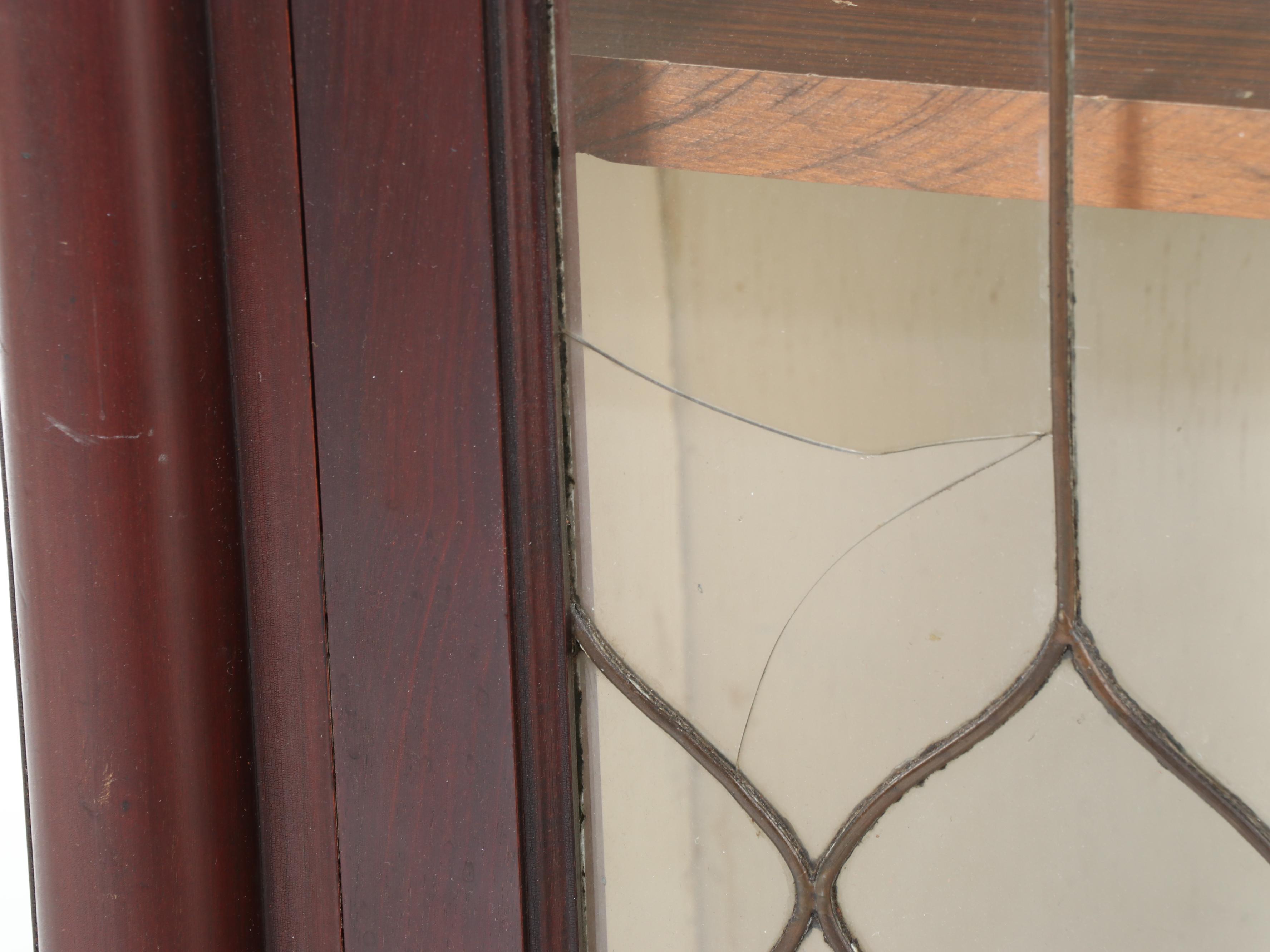 Classical Revival Mahogany and Leaded Glass Bookcase, Early 20th Century
