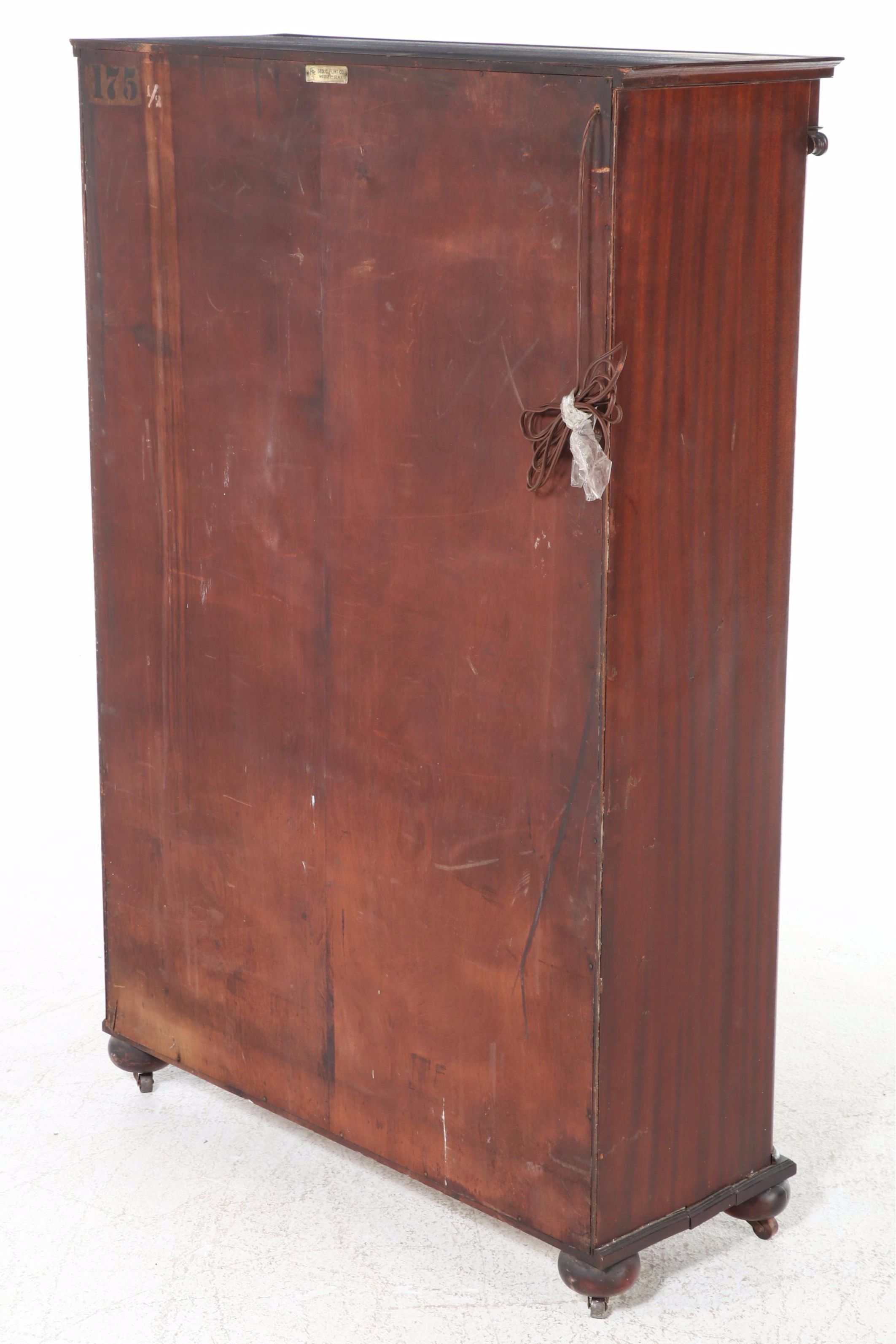 Classical Revival Mahogany and Leaded Glass Bookcase, Early 20th Century