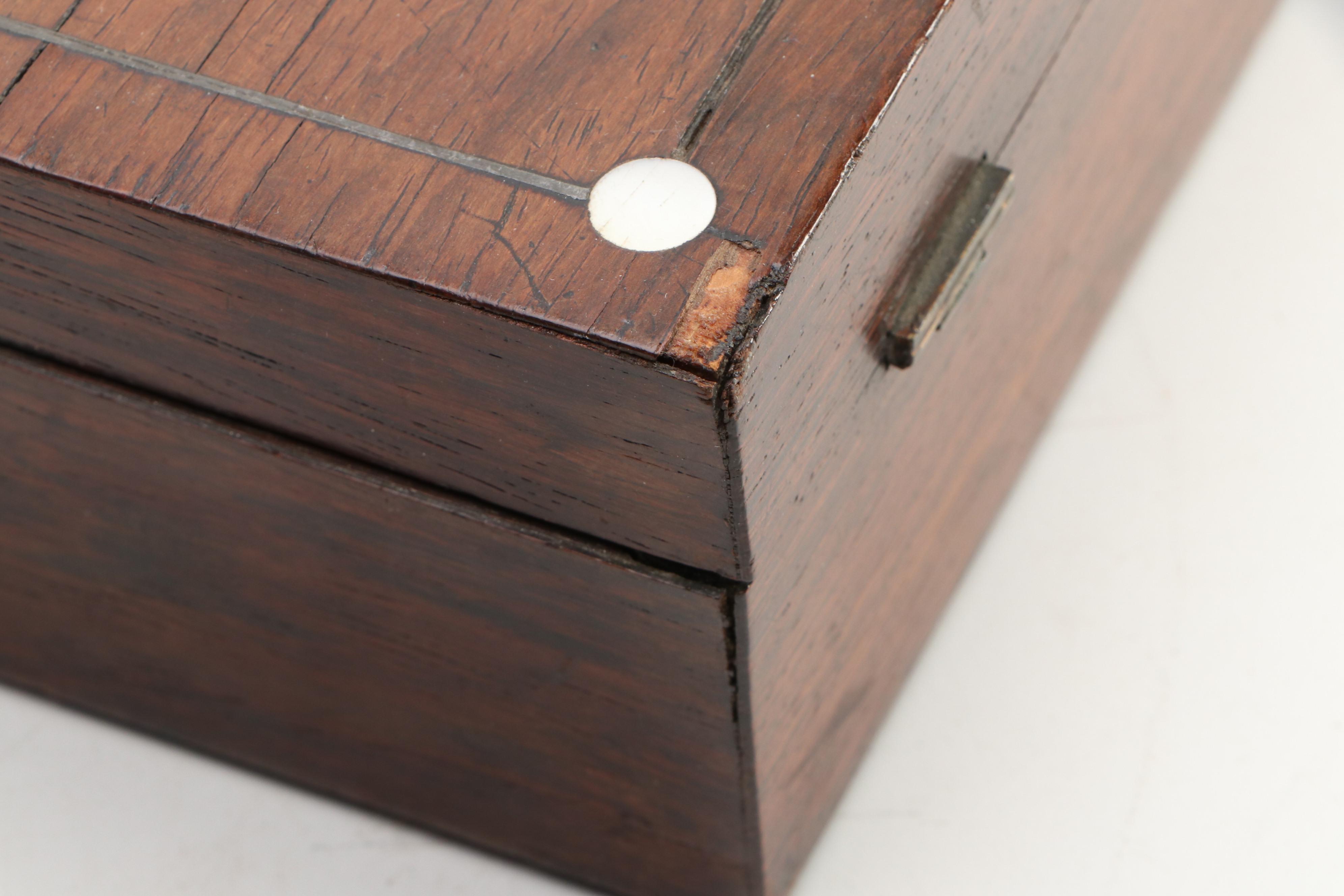 English Victorian Rosewood and Mother-of-Pearl Inlay Boxes, Mid to Late 19th C.