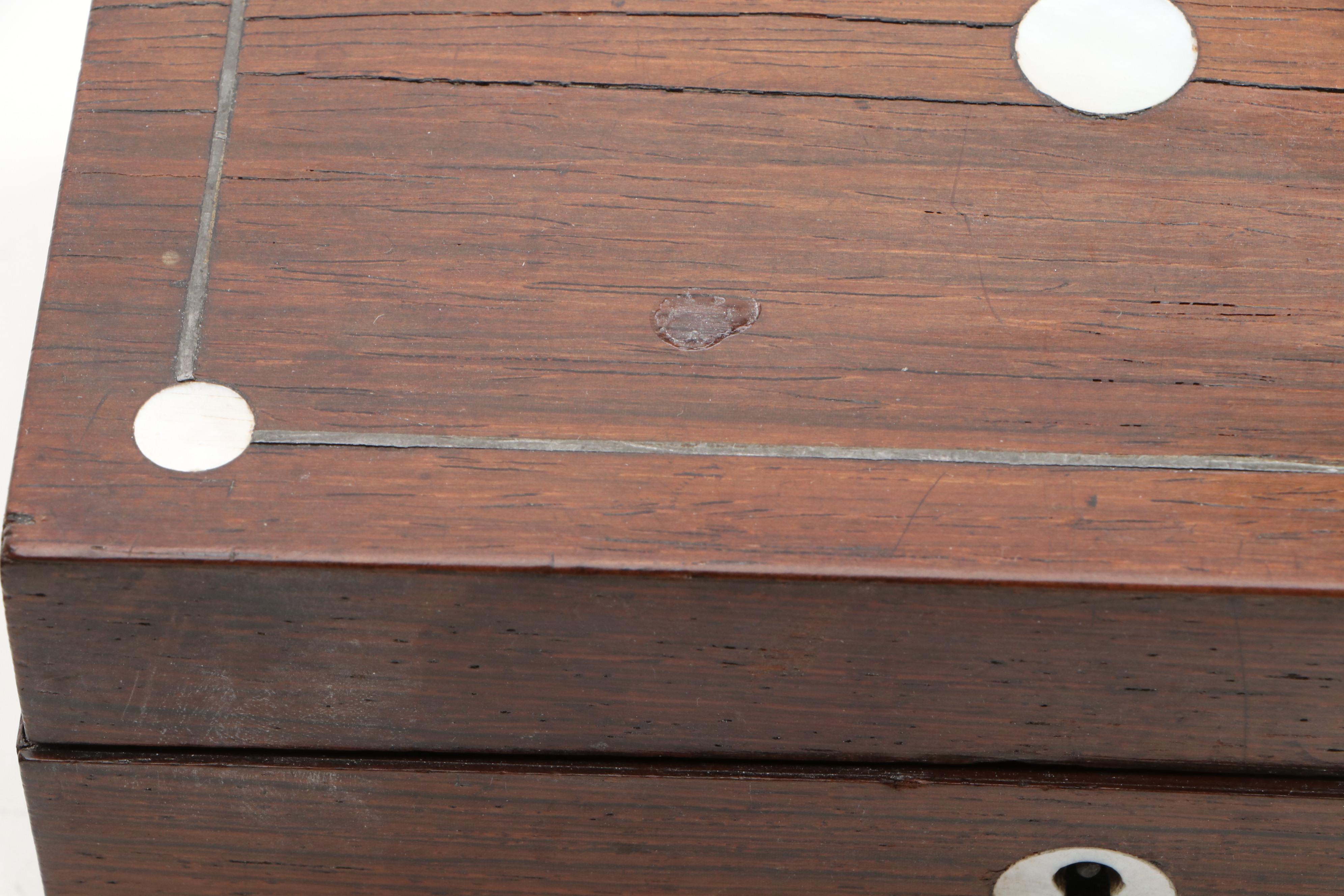 English Victorian Rosewood and Mother-of-Pearl Inlay Boxes, Mid to Late 19th C.