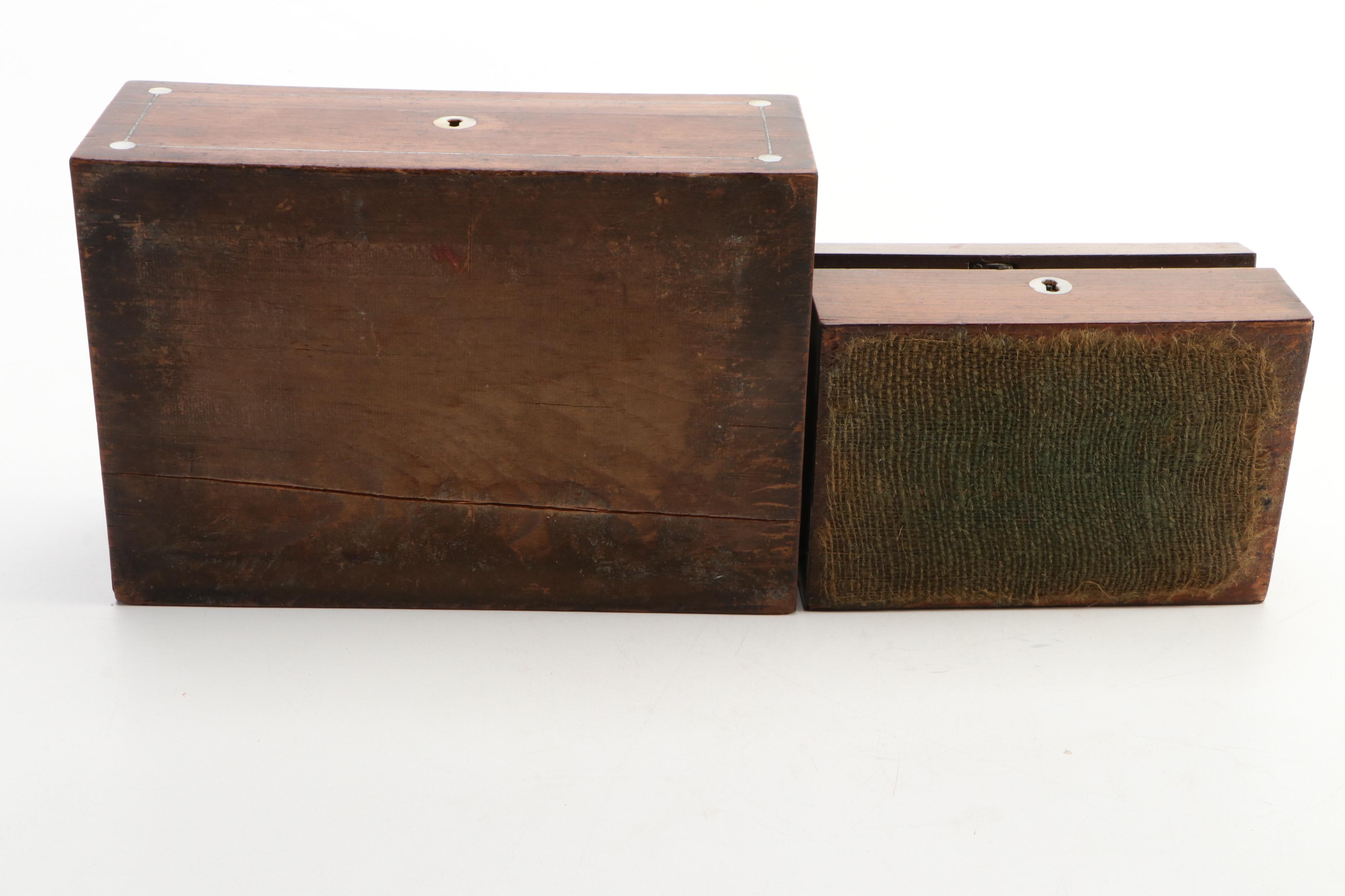English Victorian Rosewood and Mother-of-Pearl Inlay Boxes, Mid to Late 19th C.
