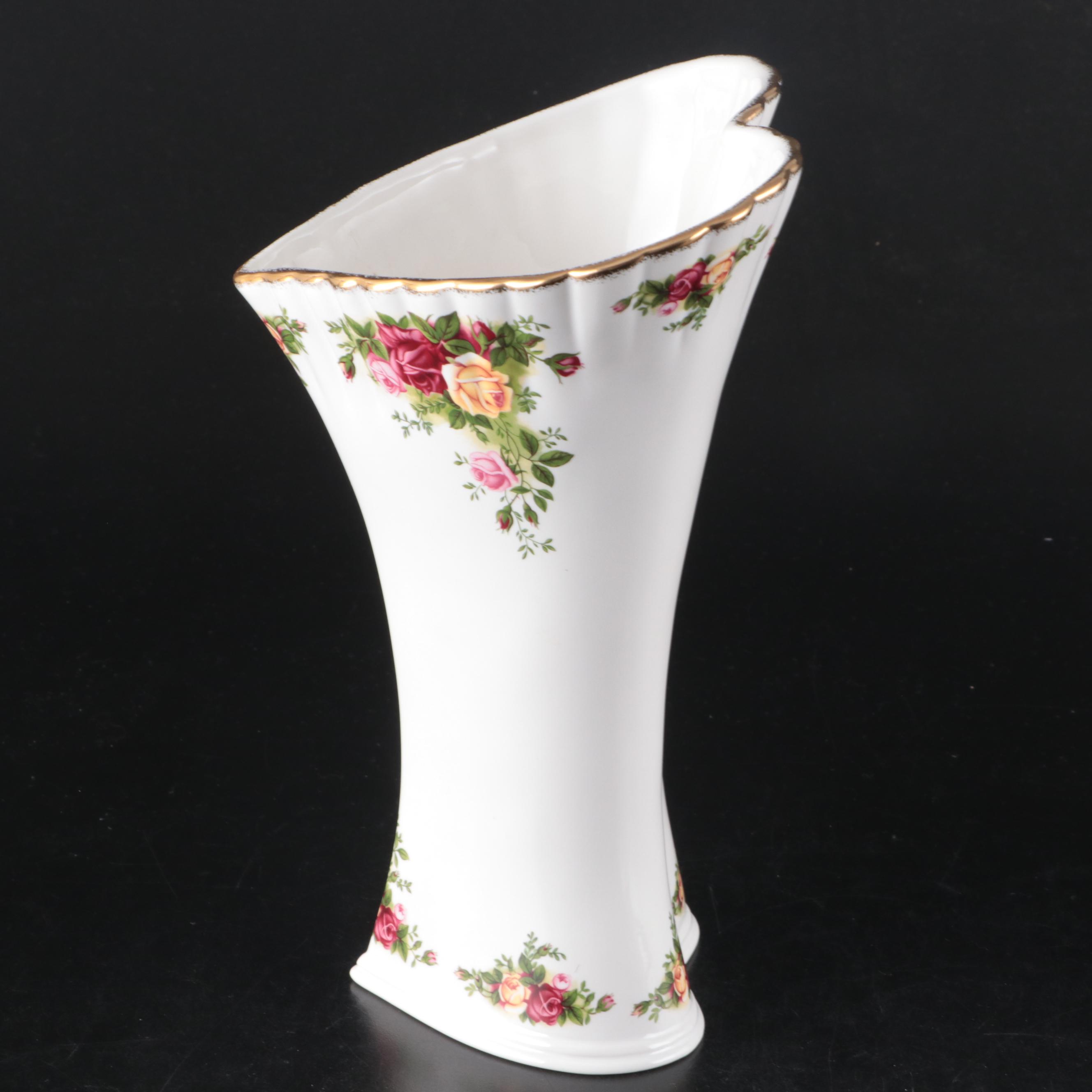 Royal Albert "Old Country Roses" Vase with "Blossom Time" Creamer and Sugar