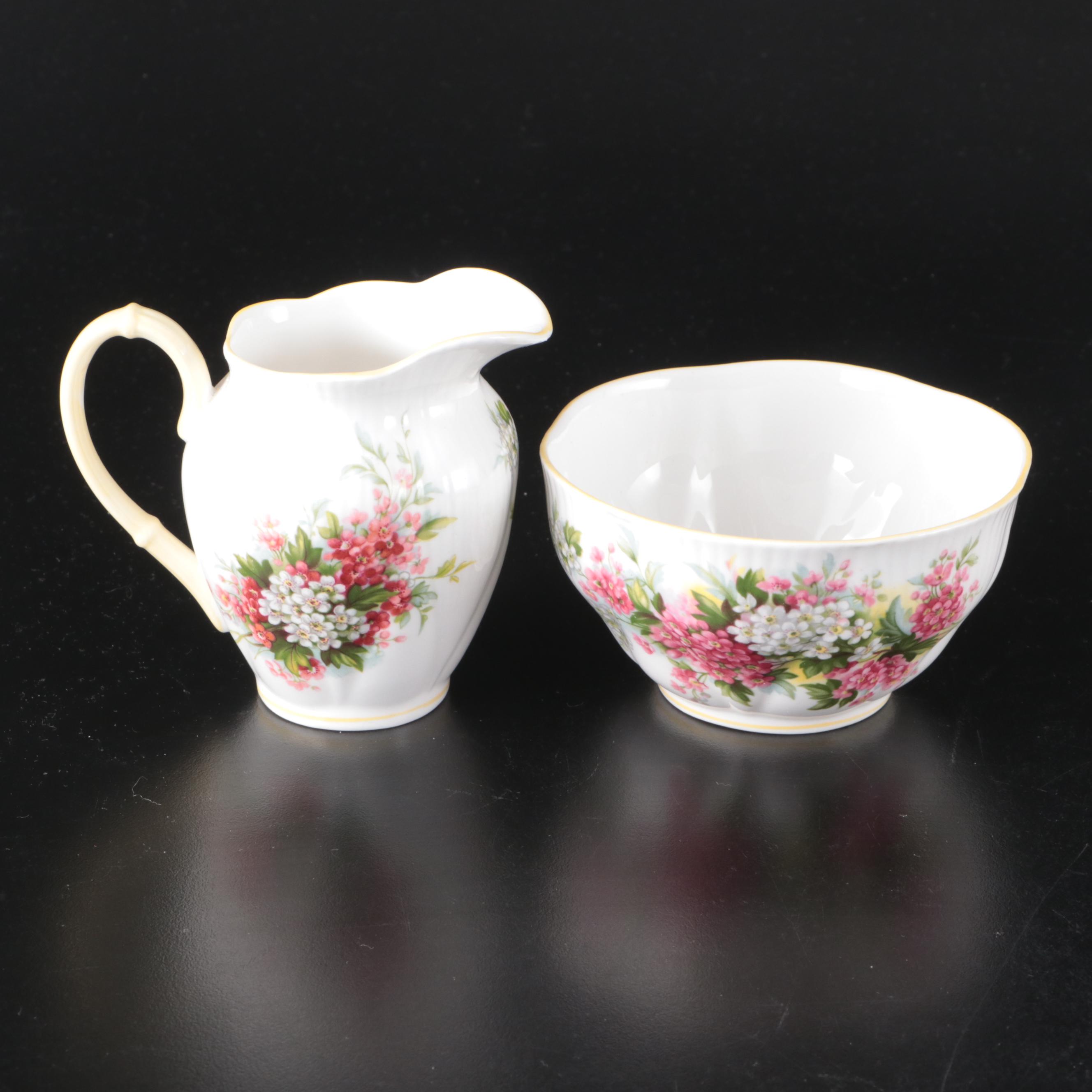 Royal Albert "Old Country Roses" Vase with "Blossom Time" Creamer and Sugar
