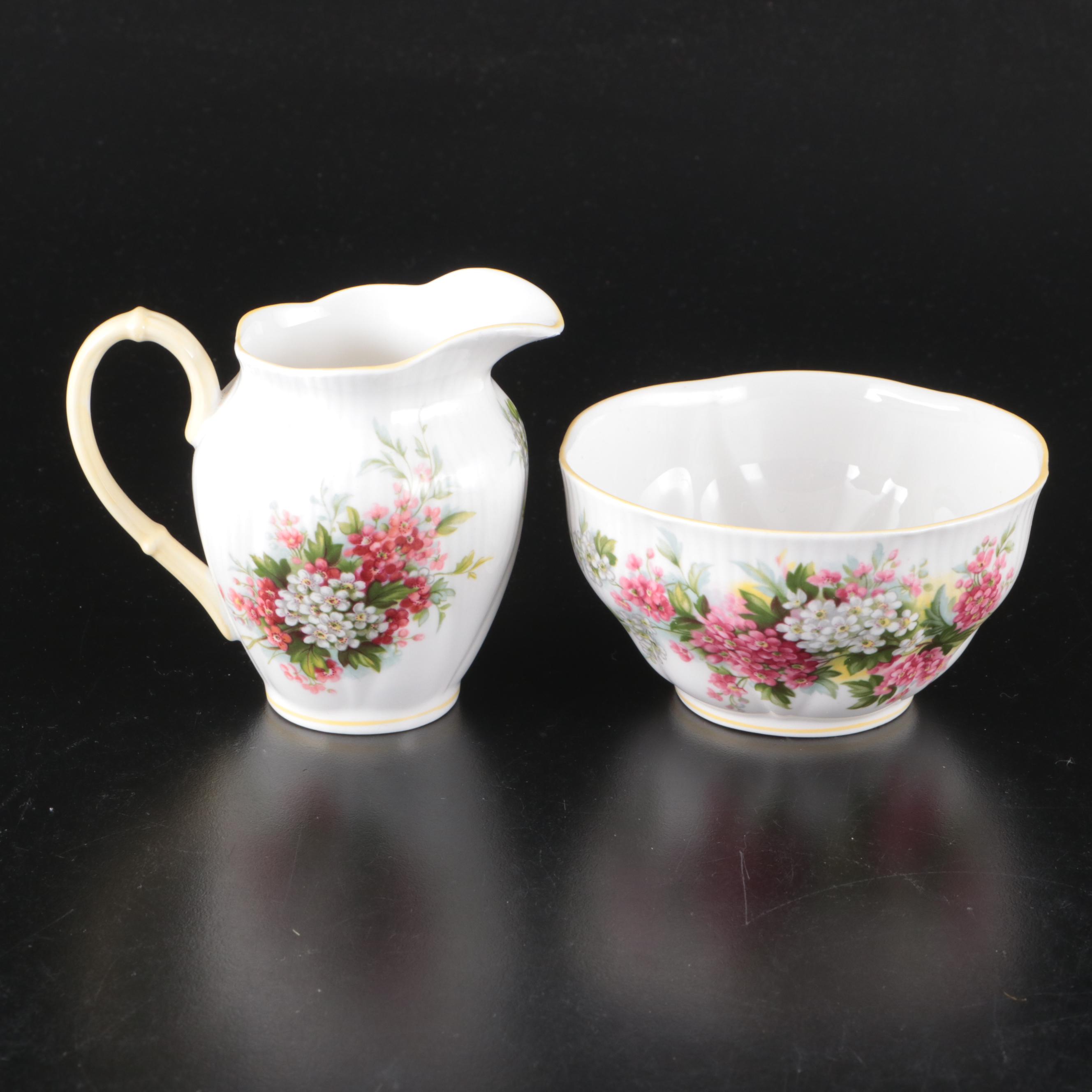Royal Albert "Old Country Roses" Vase with "Blossom Time" Creamer and Sugar