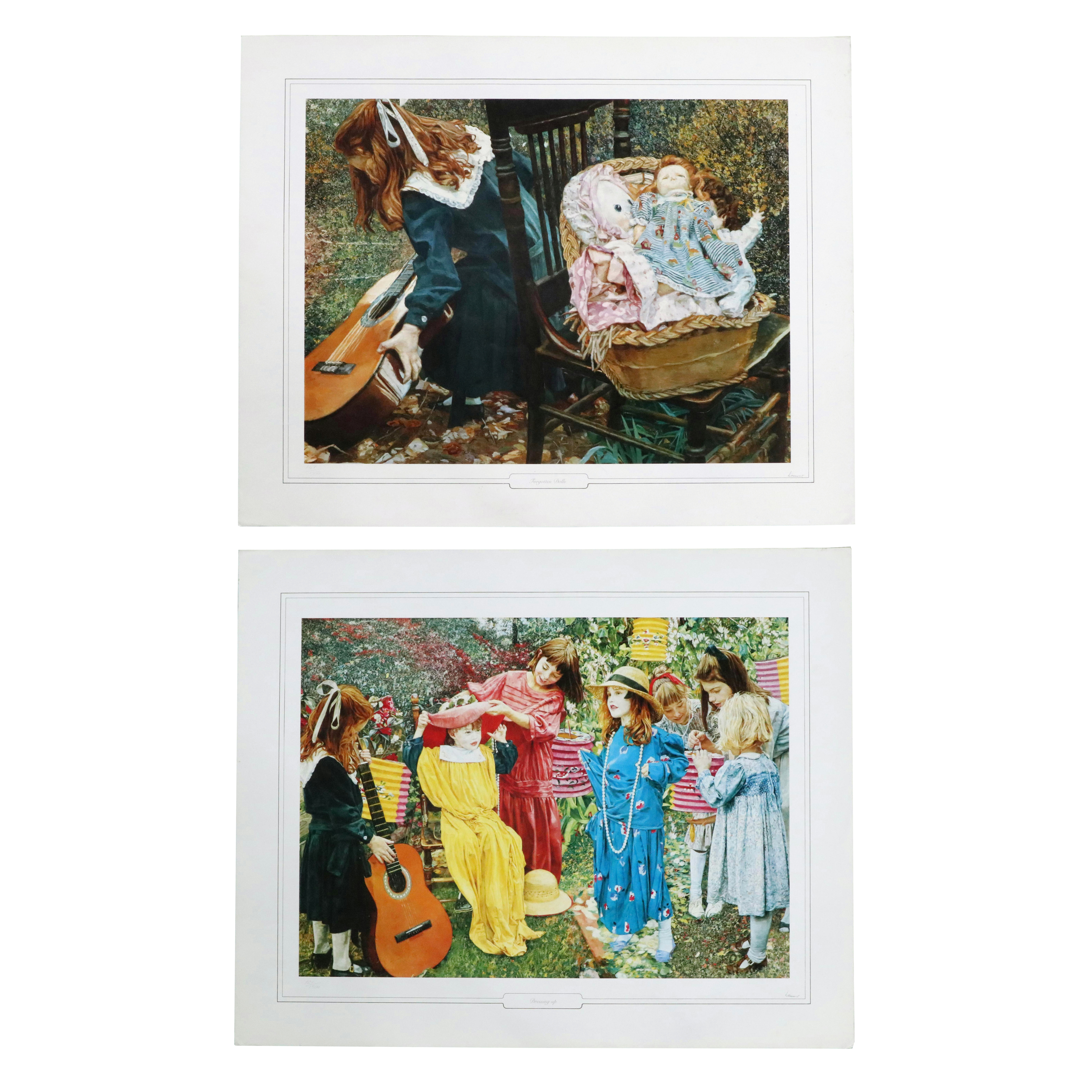 Offset Lithographs "Forgotten Dolls" and "Dressing Up" After John Lennox