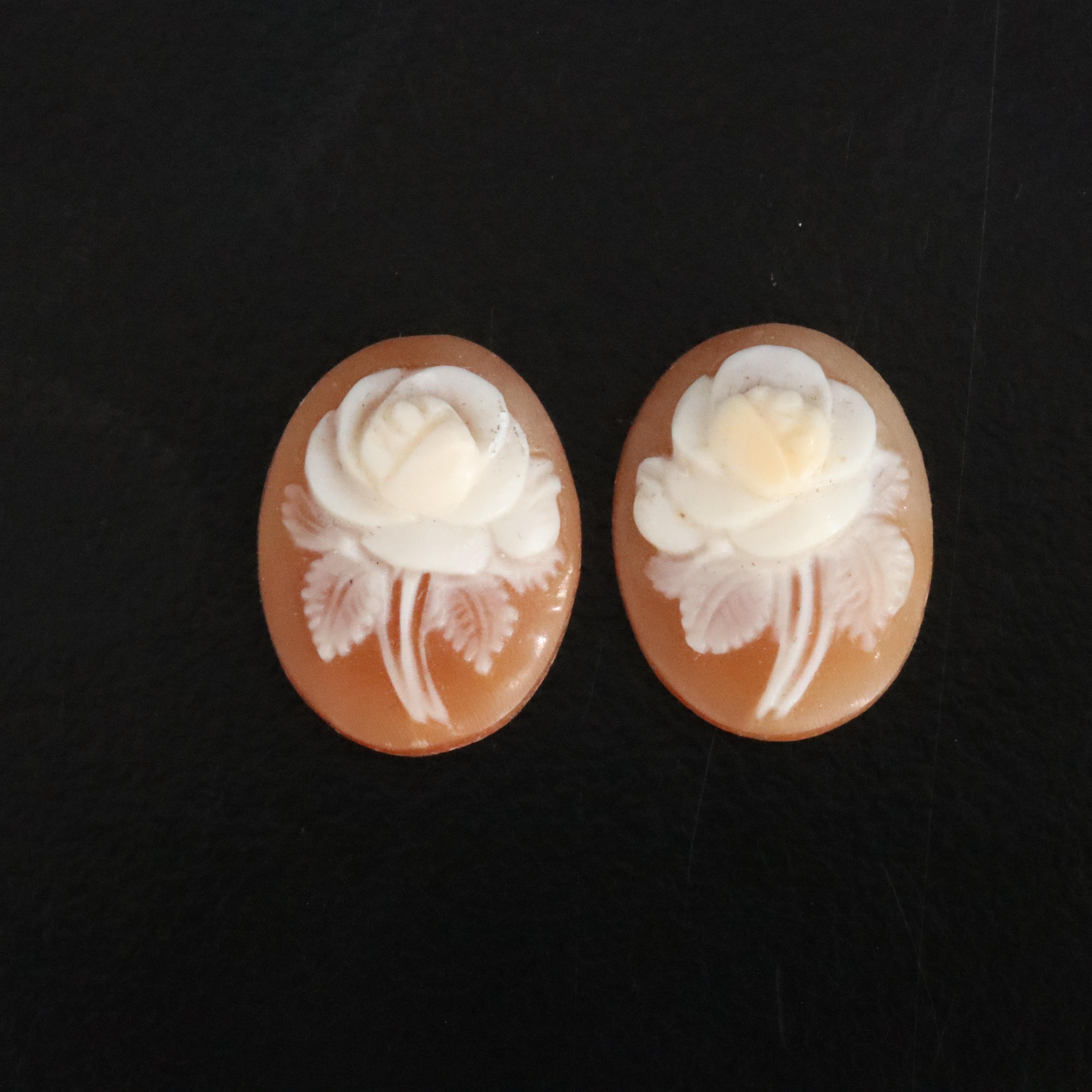 Loose Oval Carved Flower Cameos