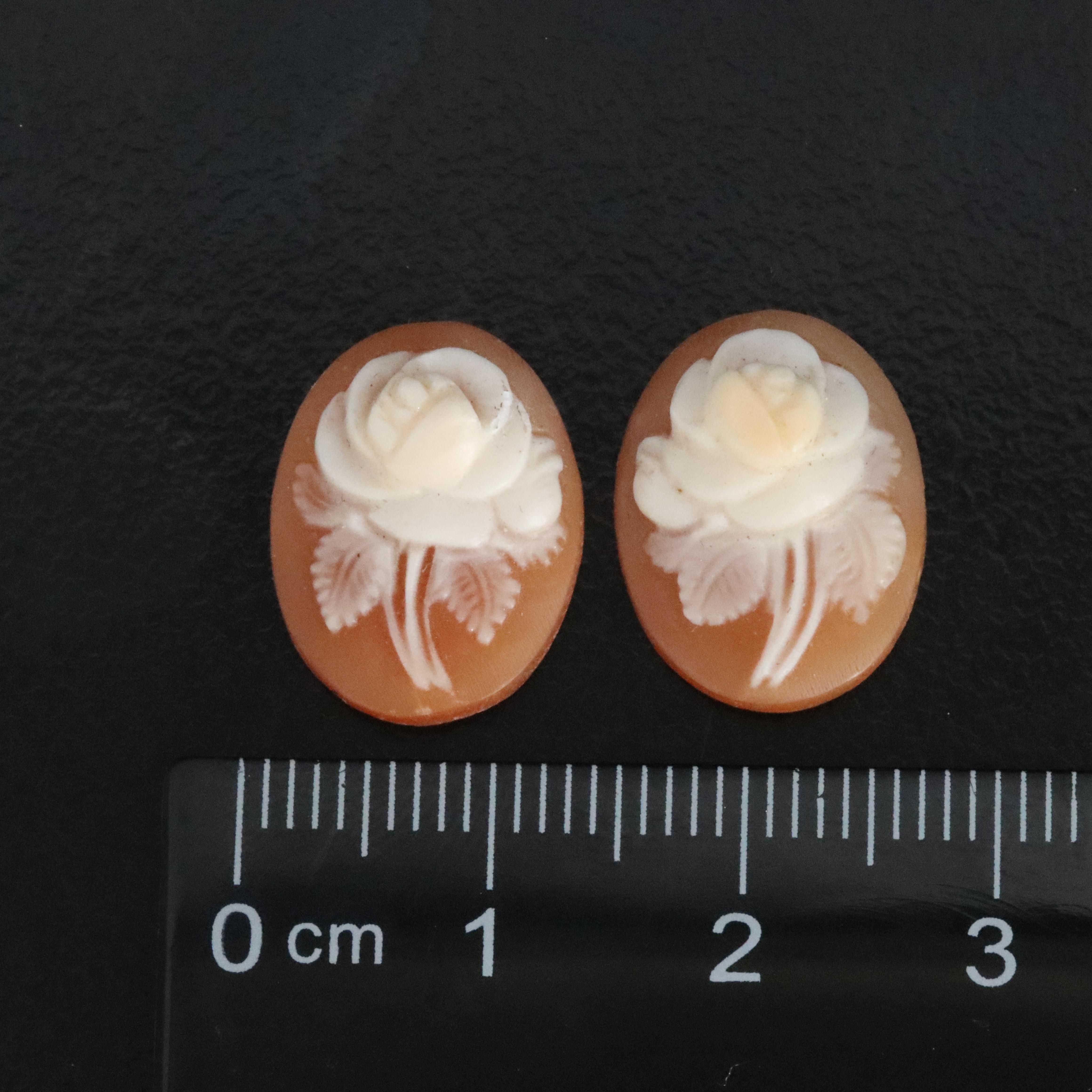 Loose Oval Carved Flower Cameos