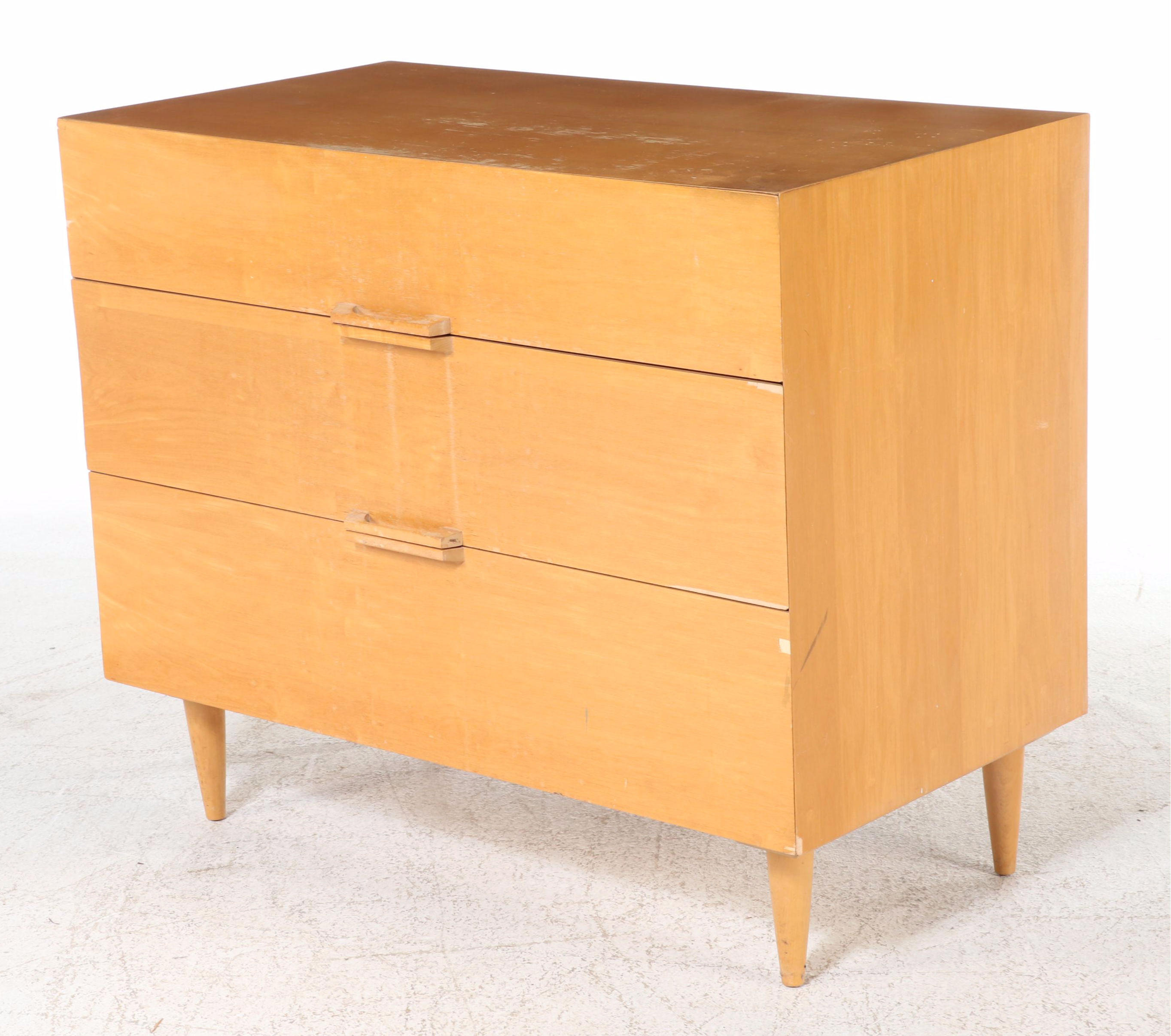 Ramseur Furniture Co. Mid Century Modern Maple Three-Drawer Chest Plus Bookcase