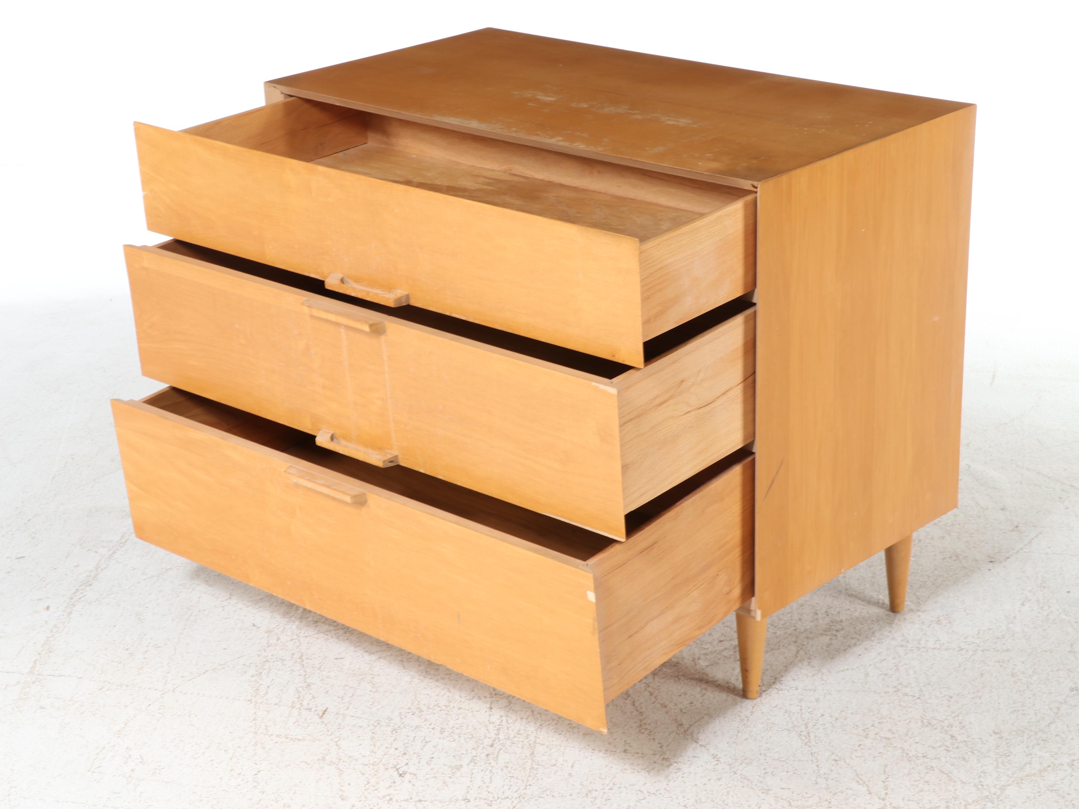 Ramseur Furniture Co. Mid Century Modern Maple Three-Drawer Chest Plus Bookcase