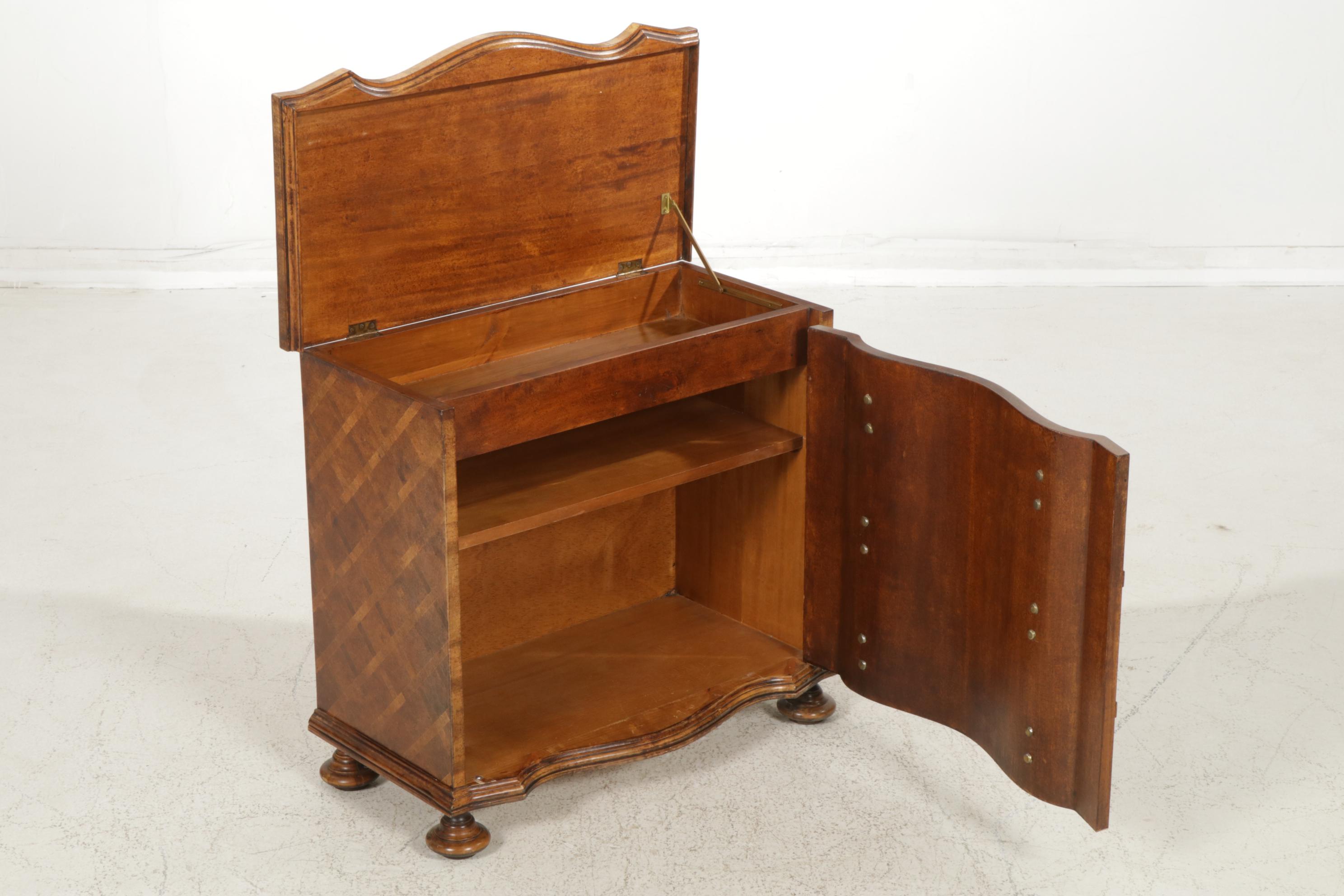 Parquetry Decorated Faux Commode Cabinet