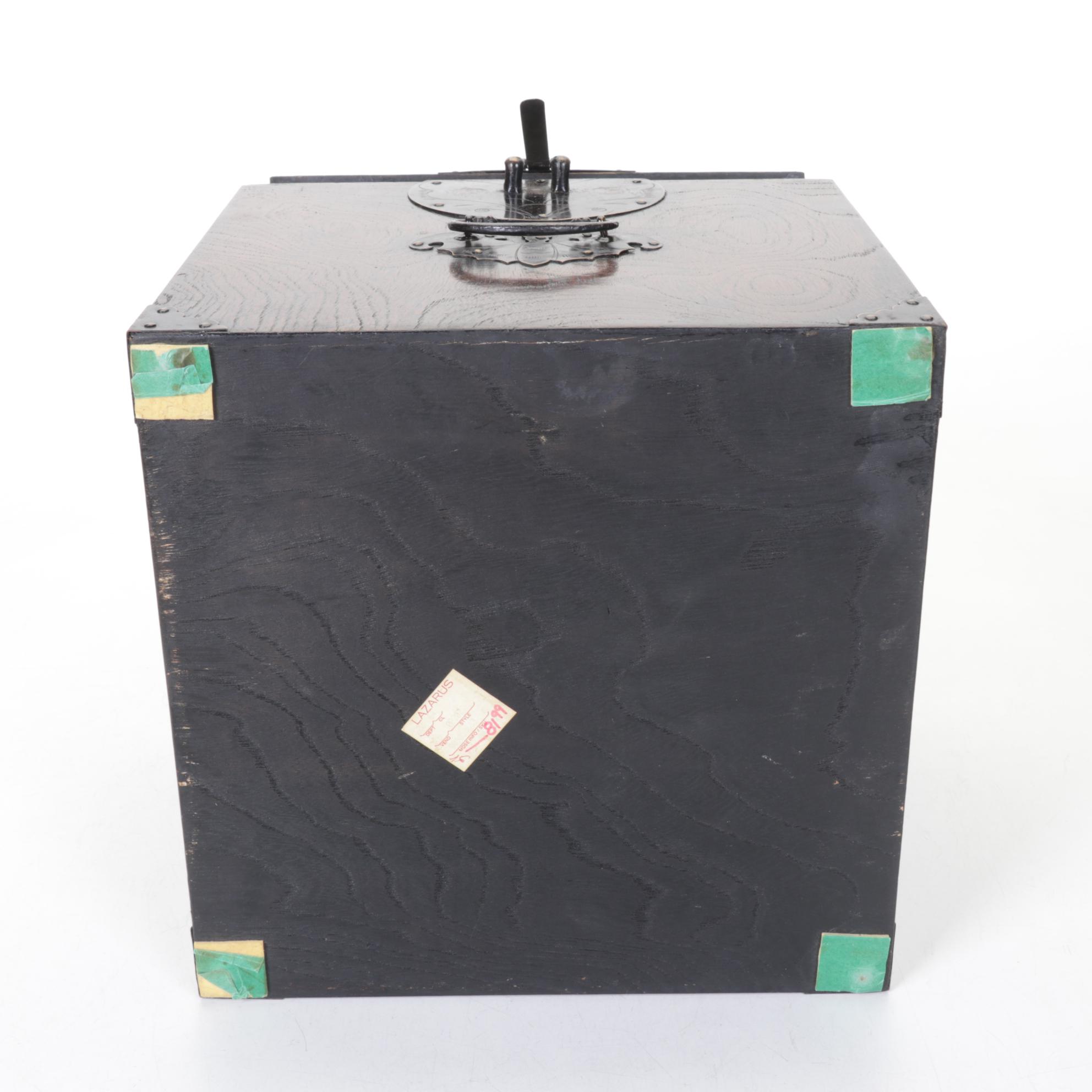 Chinese Wood Box with Bat Motif Hardware