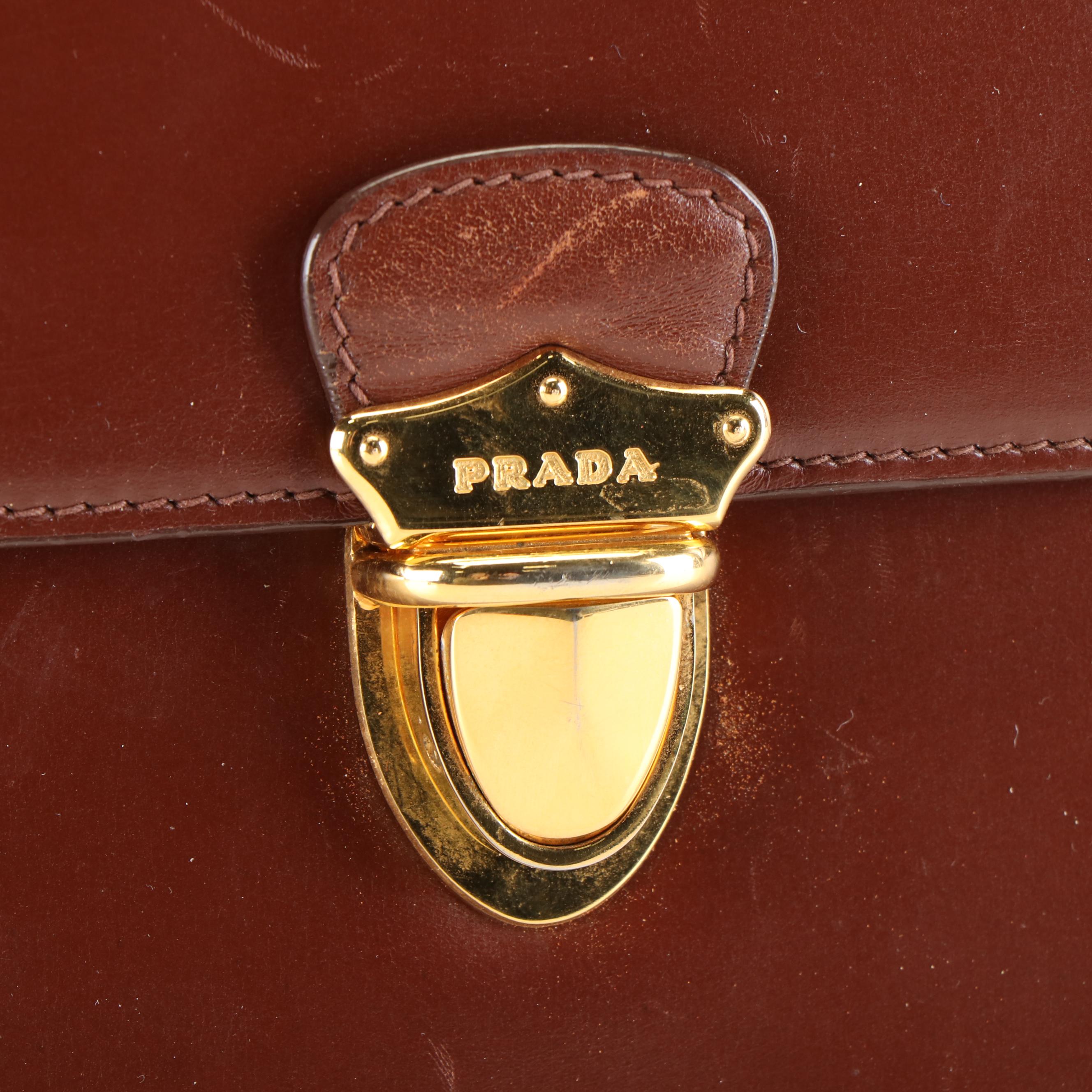 Prada A Line Shoulder Bag in Brown Leather