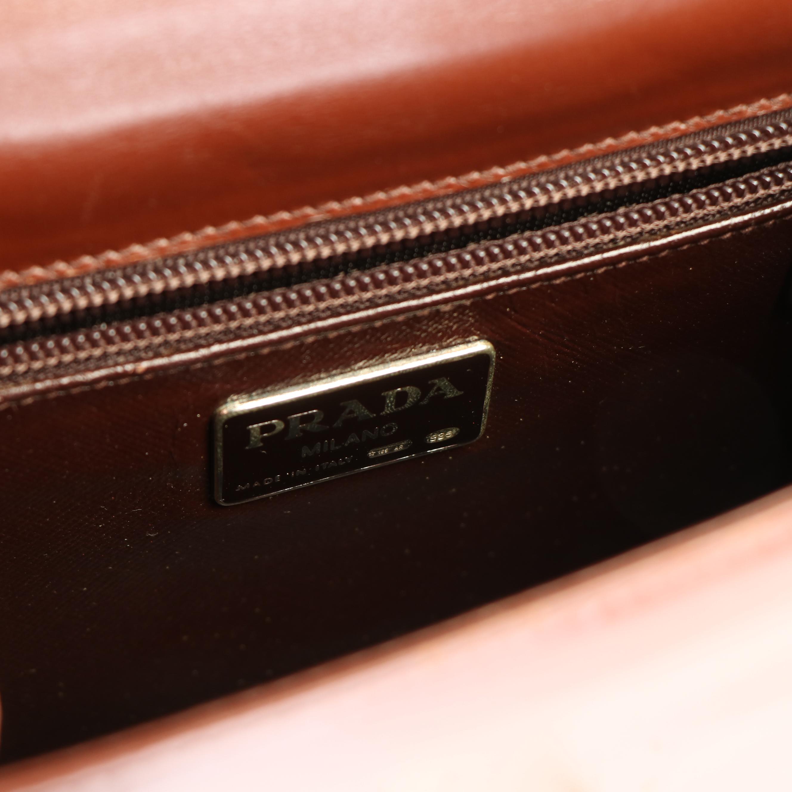 Prada A Line Shoulder Bag in Brown Leather