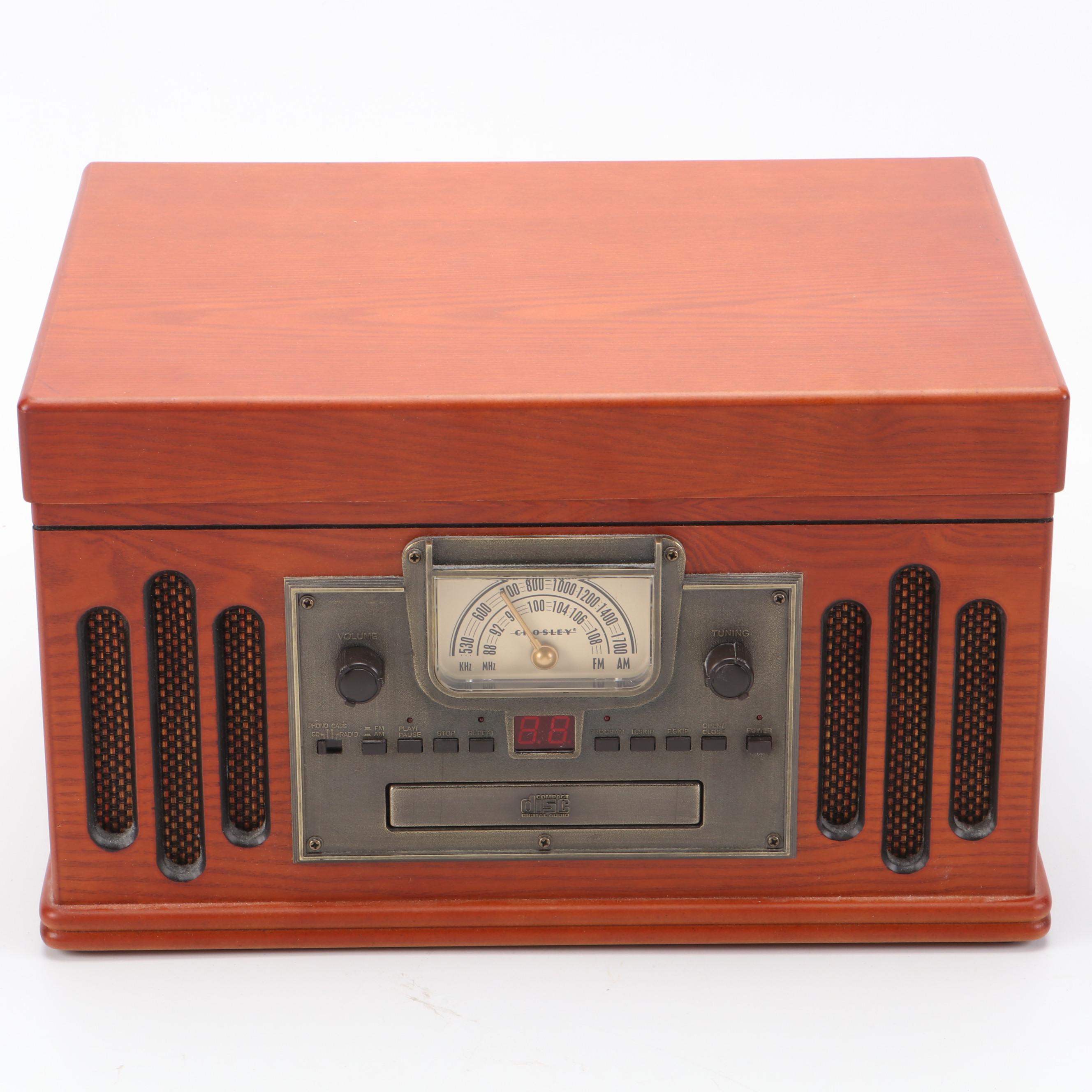 Crosley Oak Wood Combination Radio, Record Player and CD Player