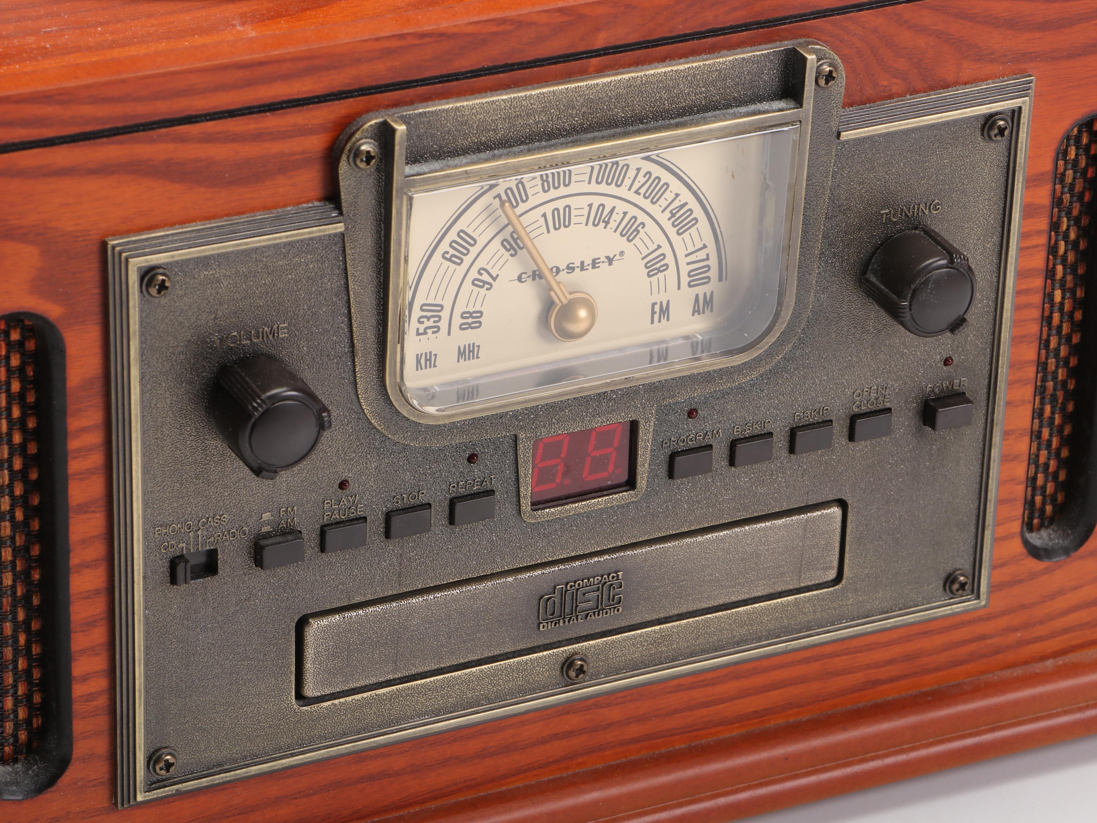 Crosley Oak Wood Combination Radio, Record Player and CD Player