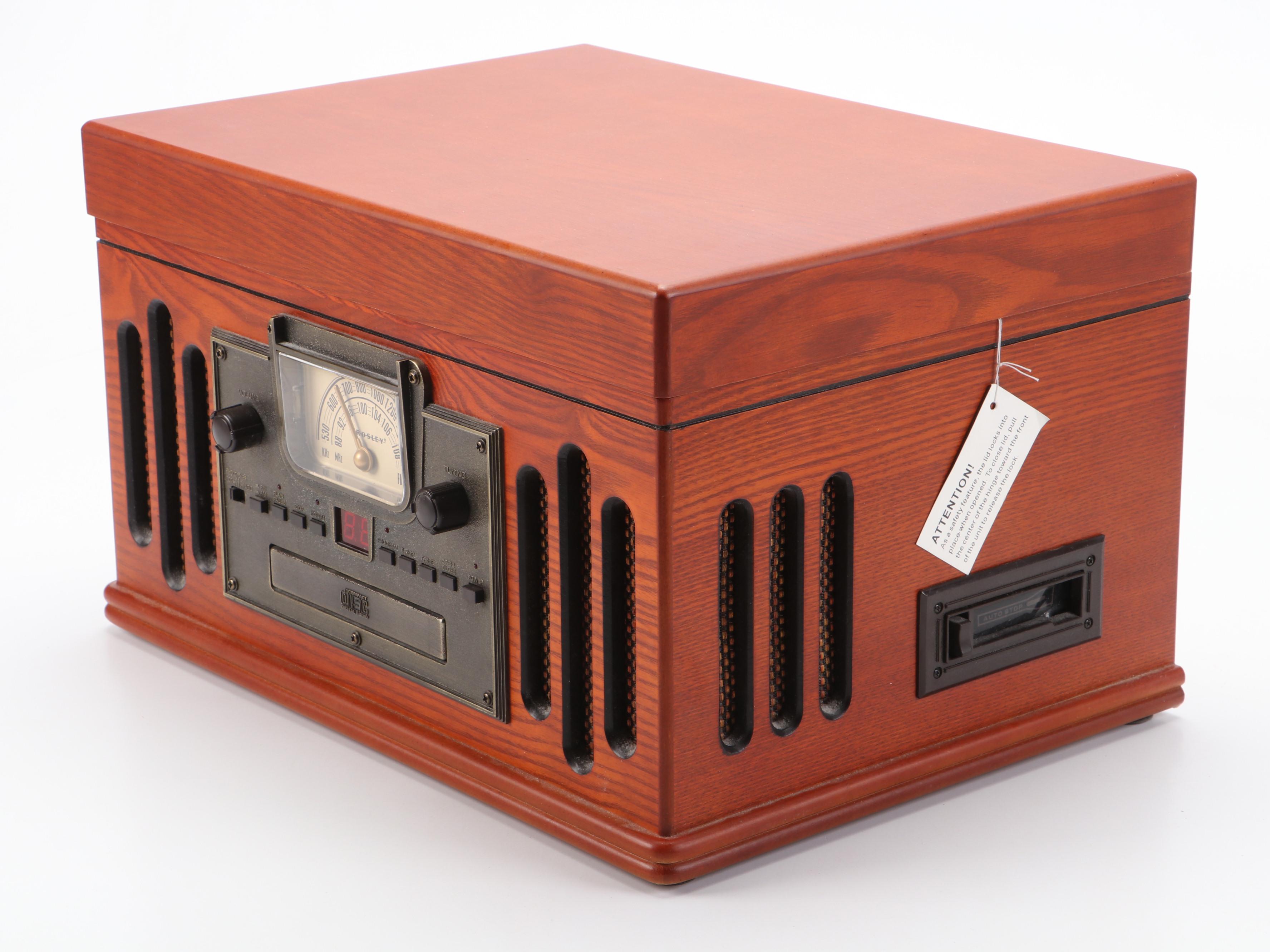 Crosley Oak Wood Combination Radio, Record Player and CD Player