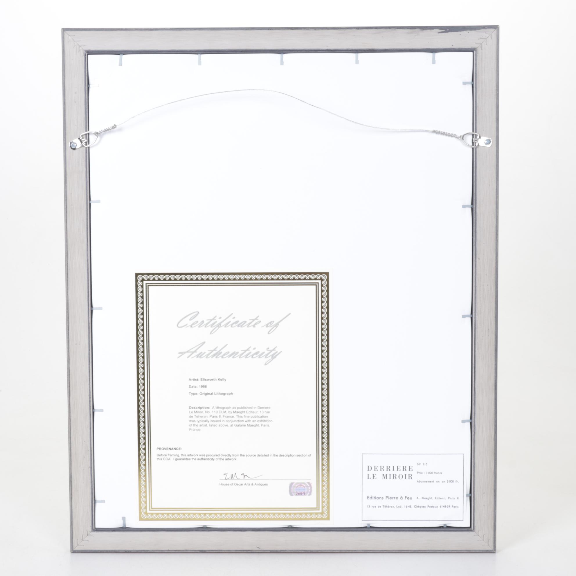 Ellsworth Kelly Lithograph for "Derrière le Miroir," 1958