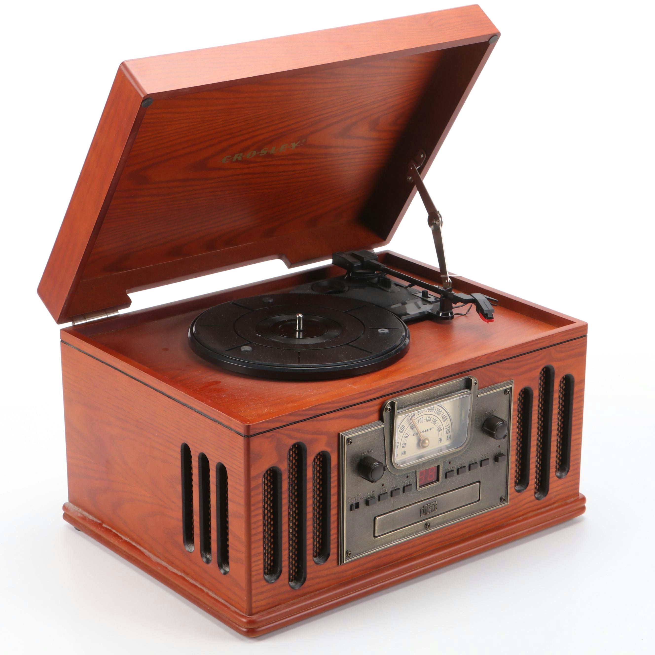 Crosley Oak Wood Combination Radio, Record Player and CD Player