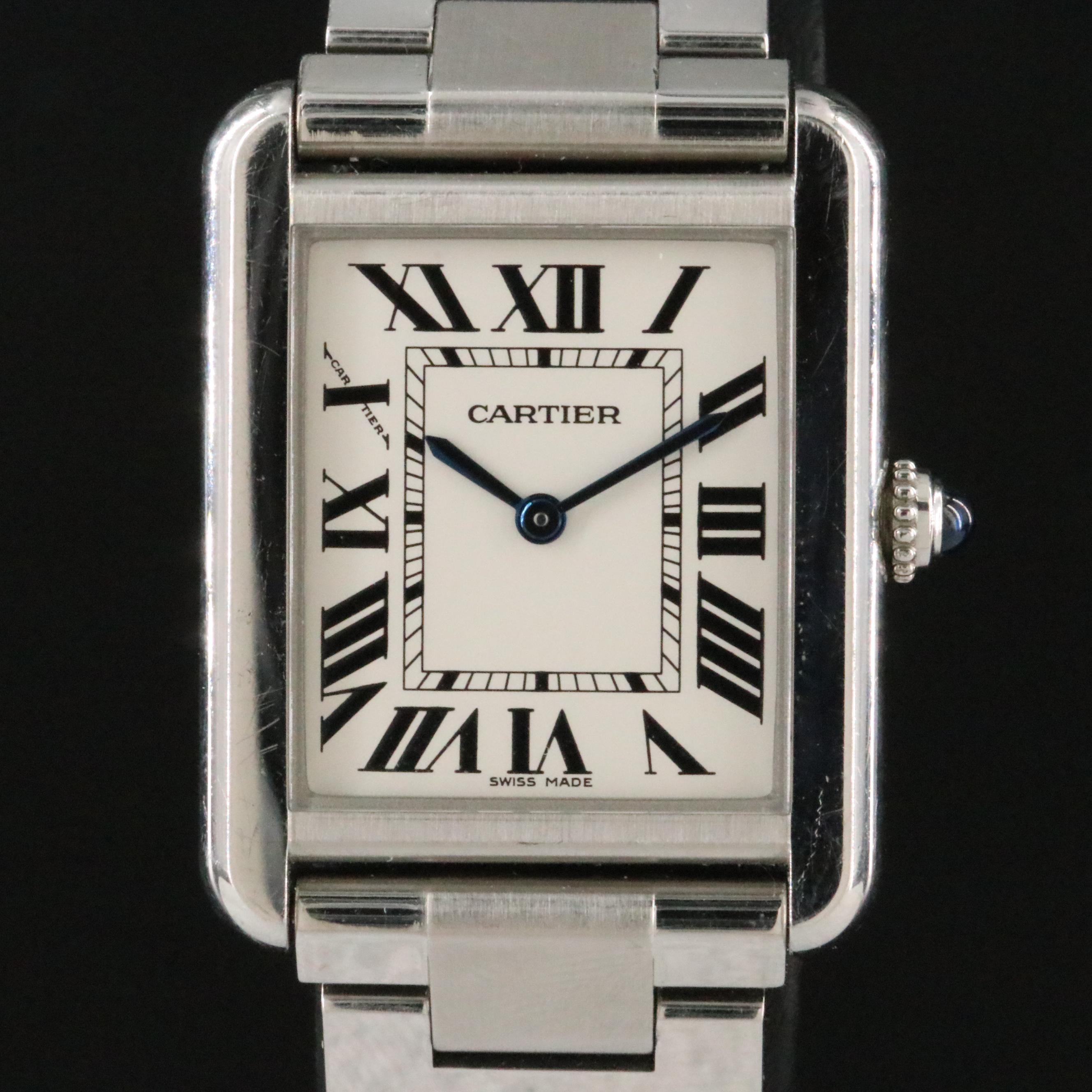 Cartier Tank Solo ref. 3170 Silver Dial Roman Numeral Steel Quartz Watch