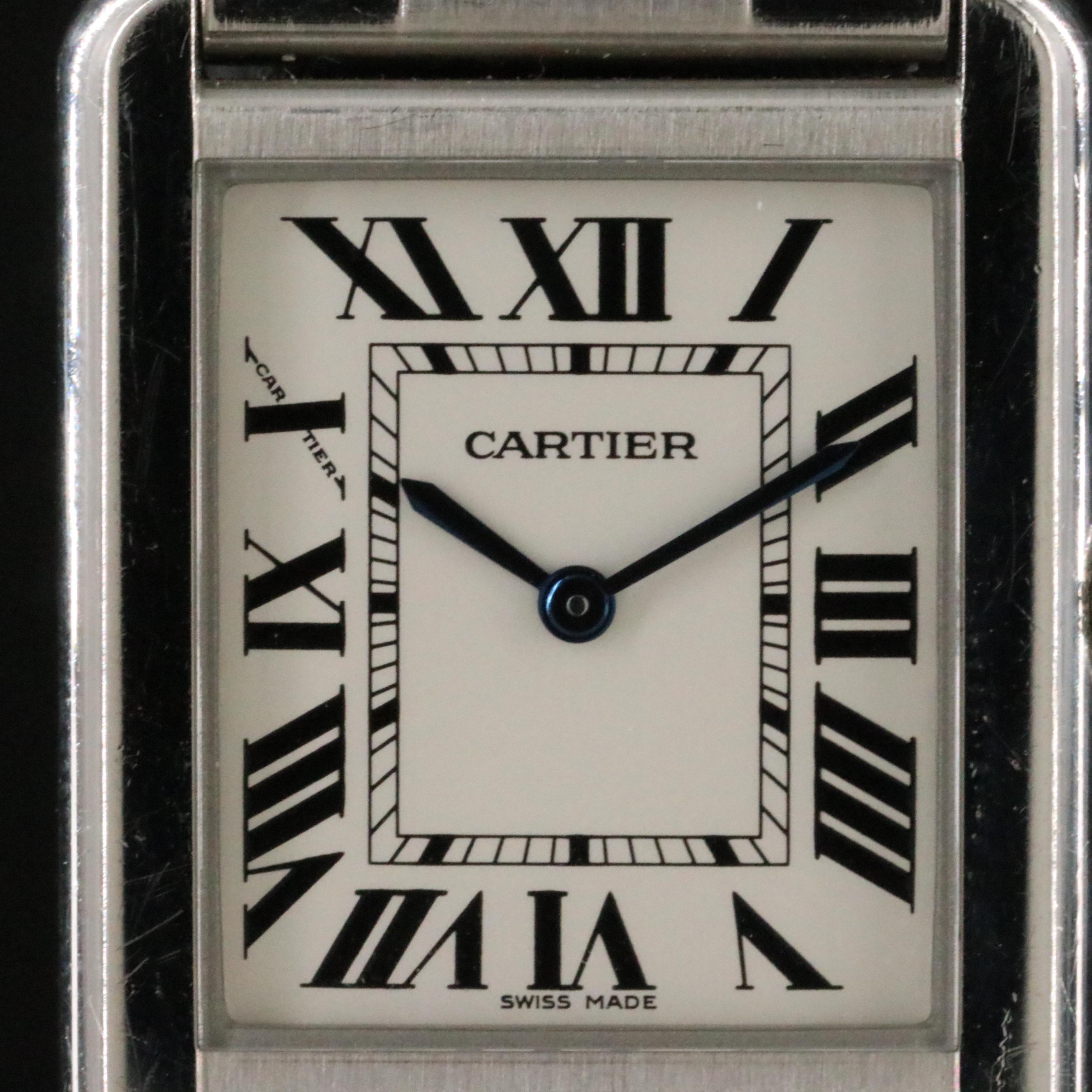 Cartier Tank Solo ref. 3170 Silver Dial Roman Numeral Steel Quartz Watch