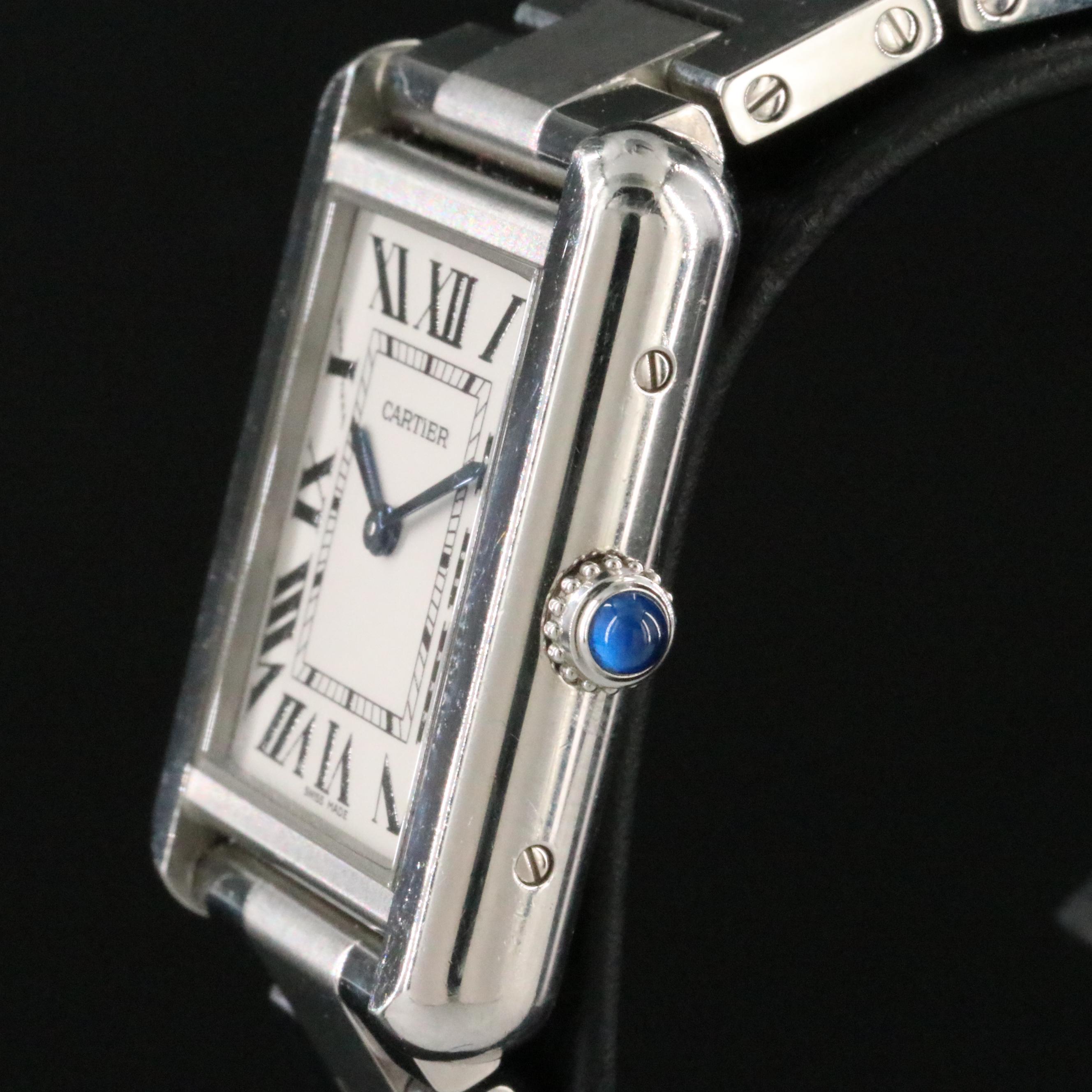 Cartier Tank Solo ref. 3170 Silver Dial Roman Numeral Steel Quartz Watch