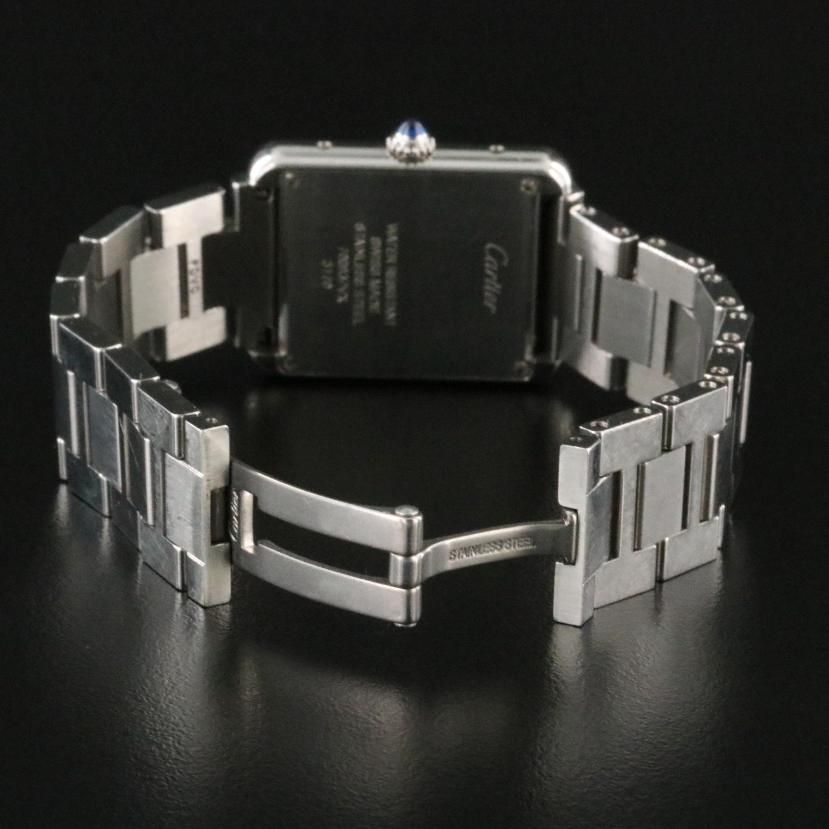 Cartier Tank Solo ref. 3170 Silver Dial Roman Numeral Steel Quartz Watch