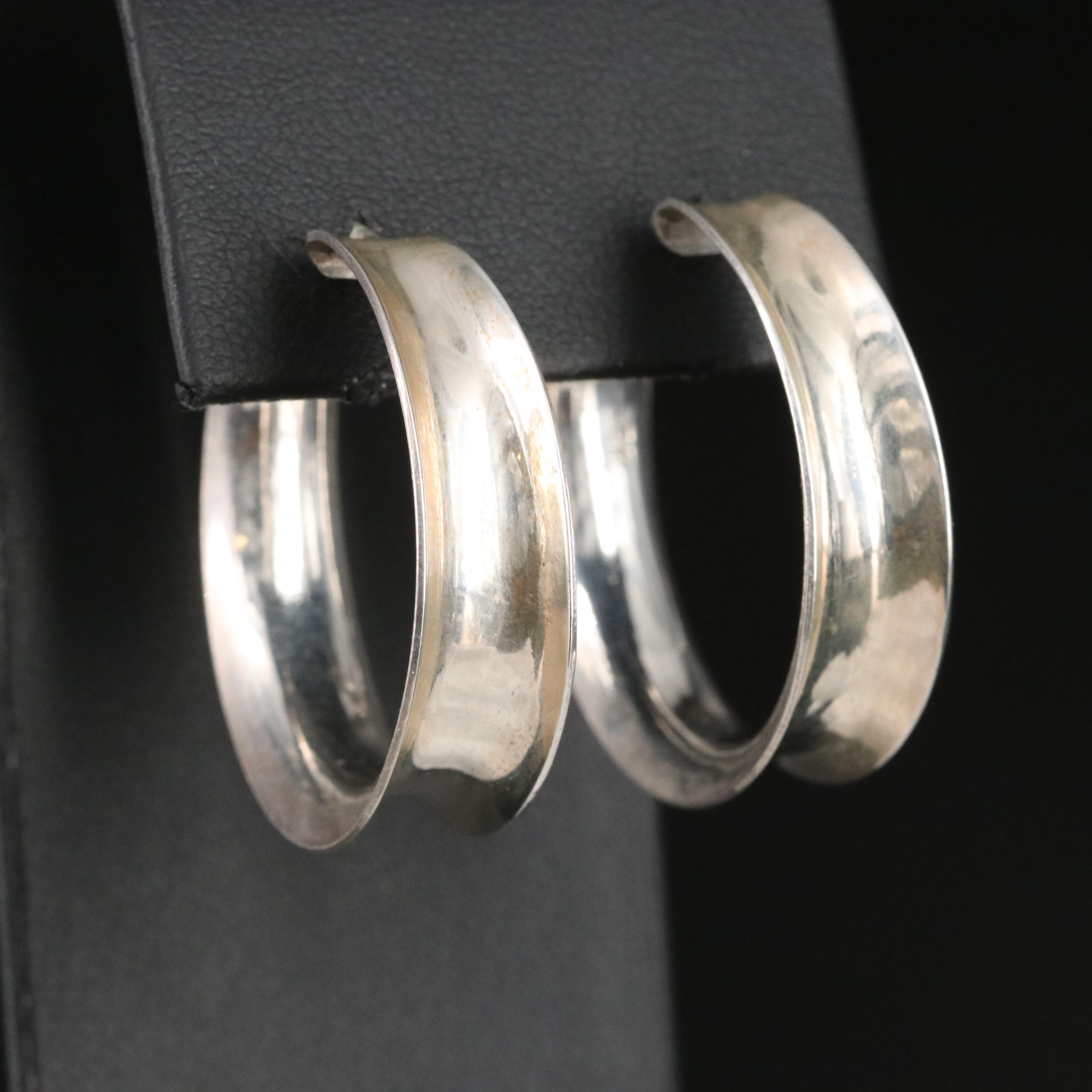 Sterling Concave Hoop Earrings