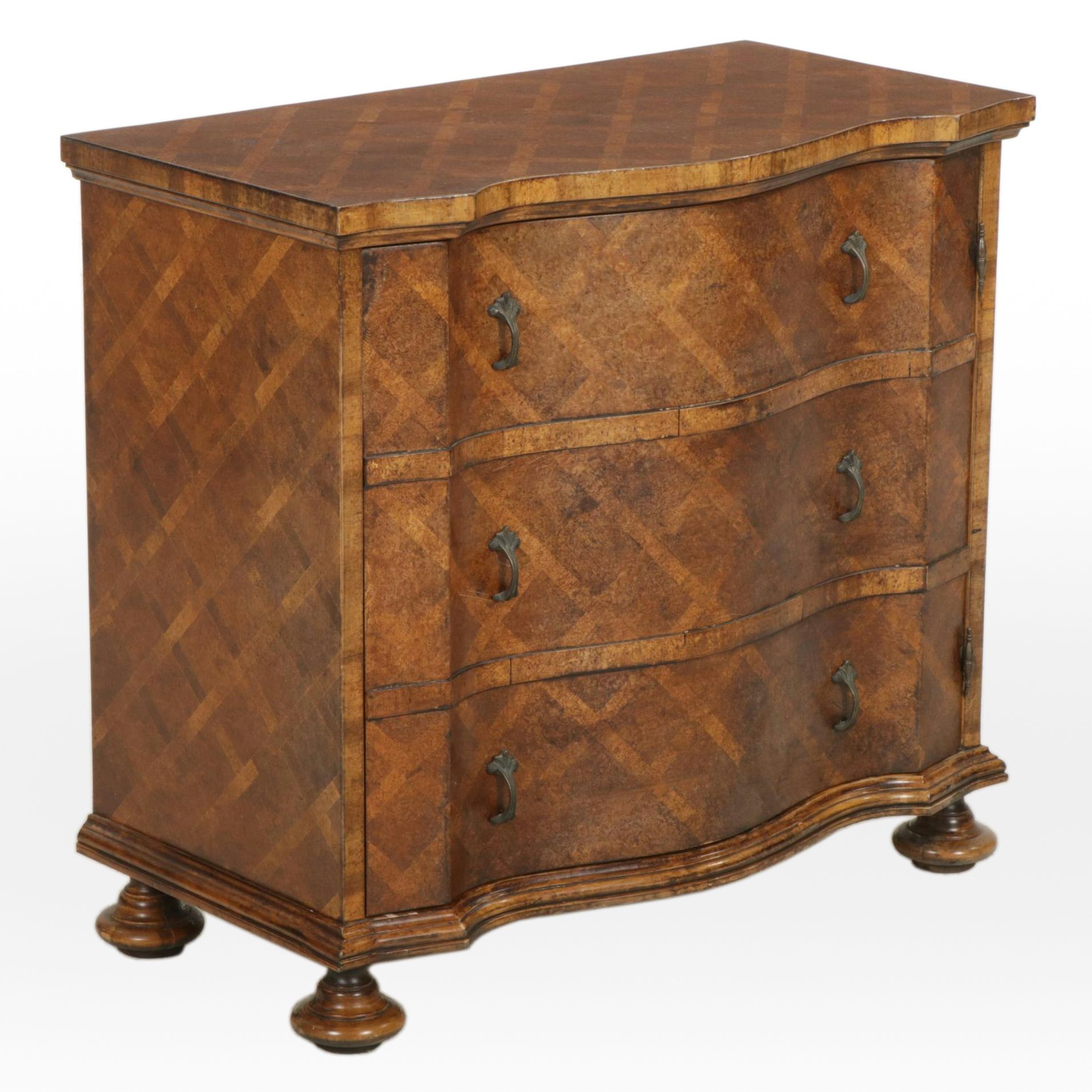 Parquetry Decorated Faux Commode Cabinet