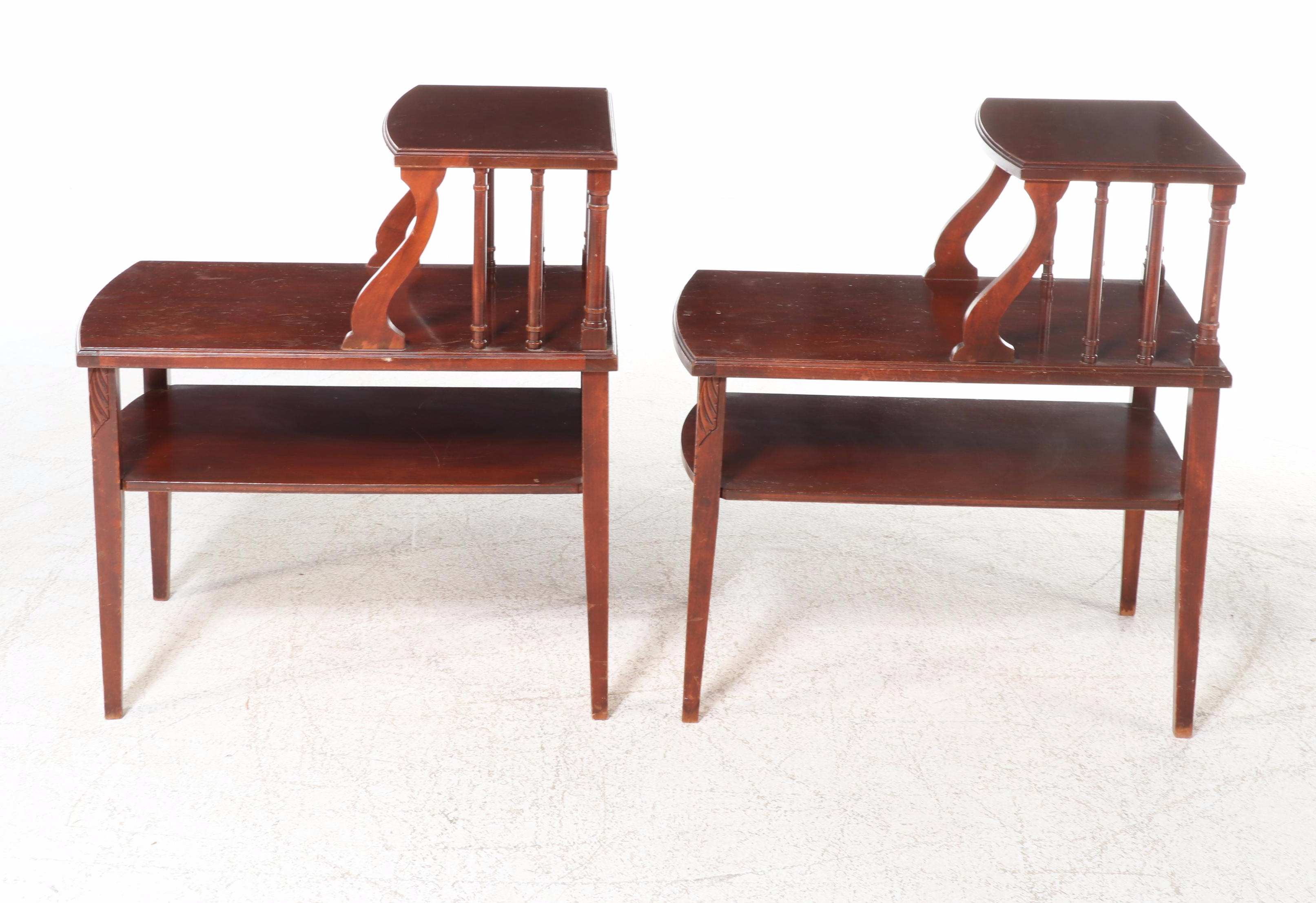 Pair of Mersman Federal Style Mahogany Stepback Side Tables
