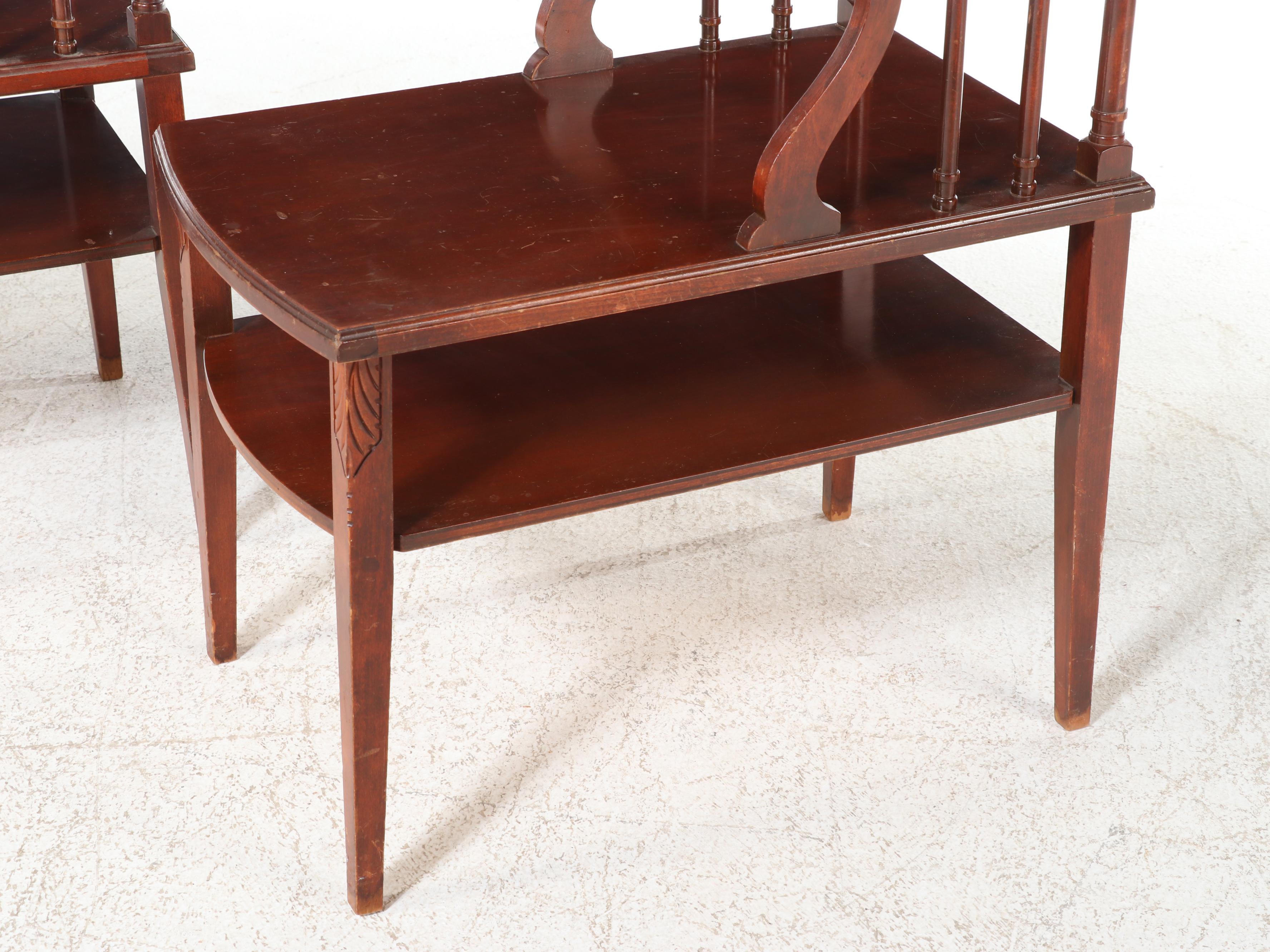 Pair of Mersman Federal Style Mahogany Stepback Side Tables