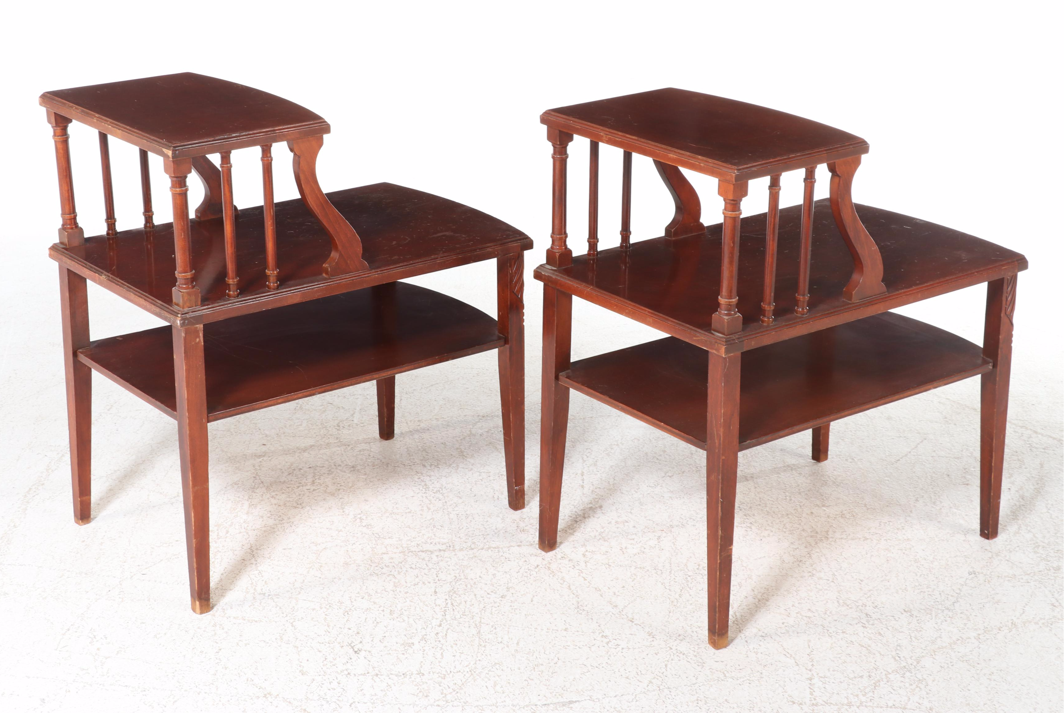 Pair of Mersman Federal Style Mahogany Stepback Side Tables