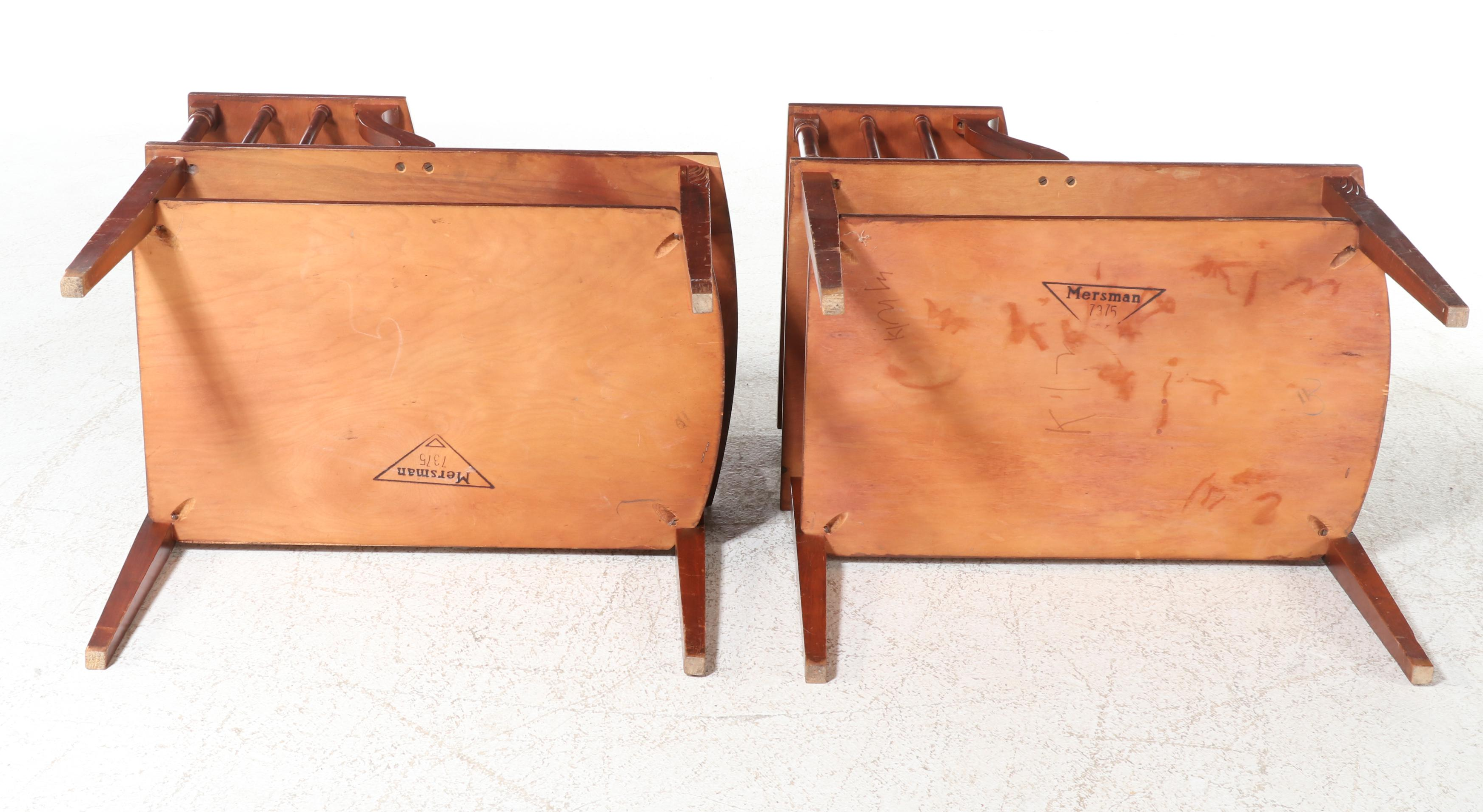 Pair of Mersman Federal Style Mahogany Stepback Side Tables