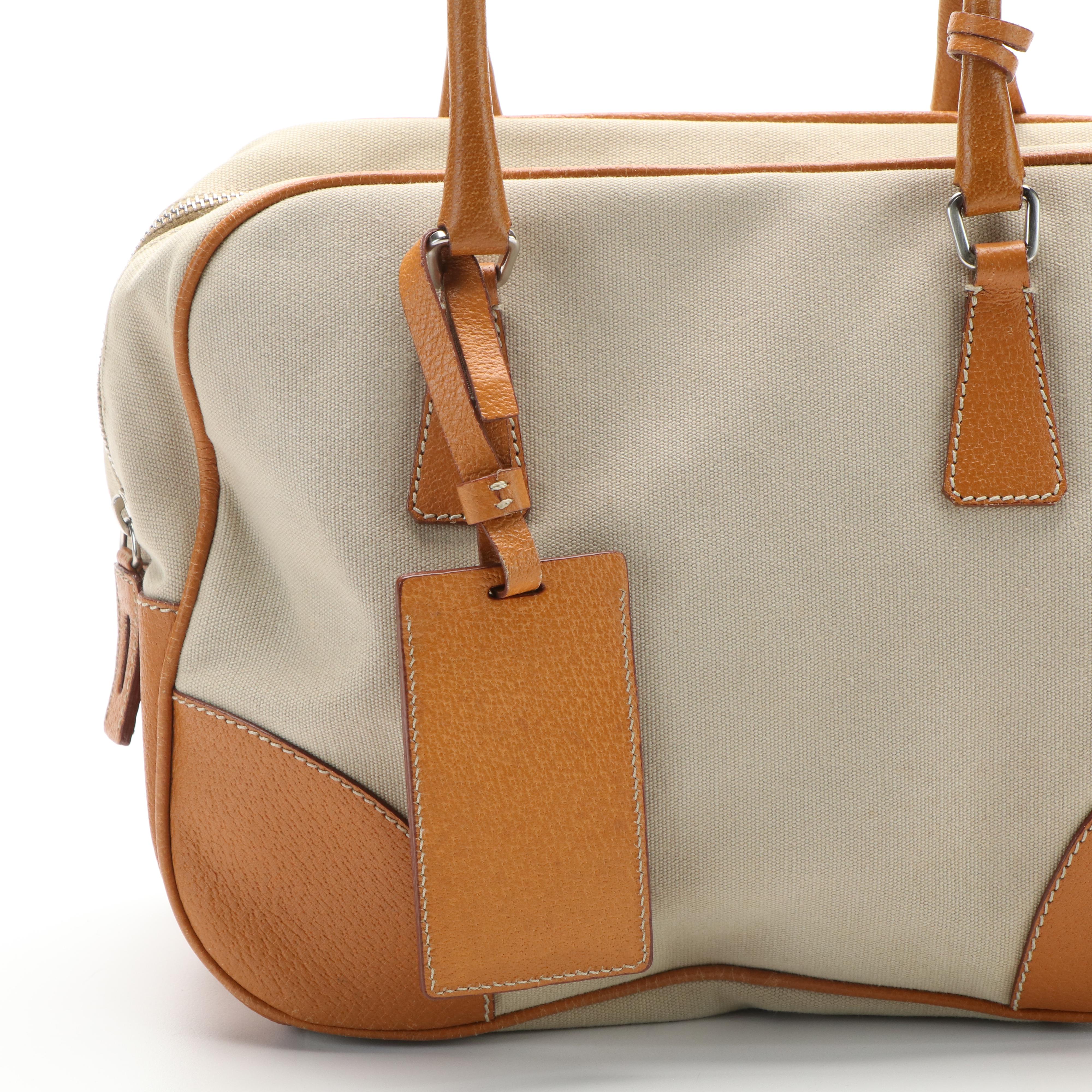 Prada Shoulder Bag in Canvas and Leather