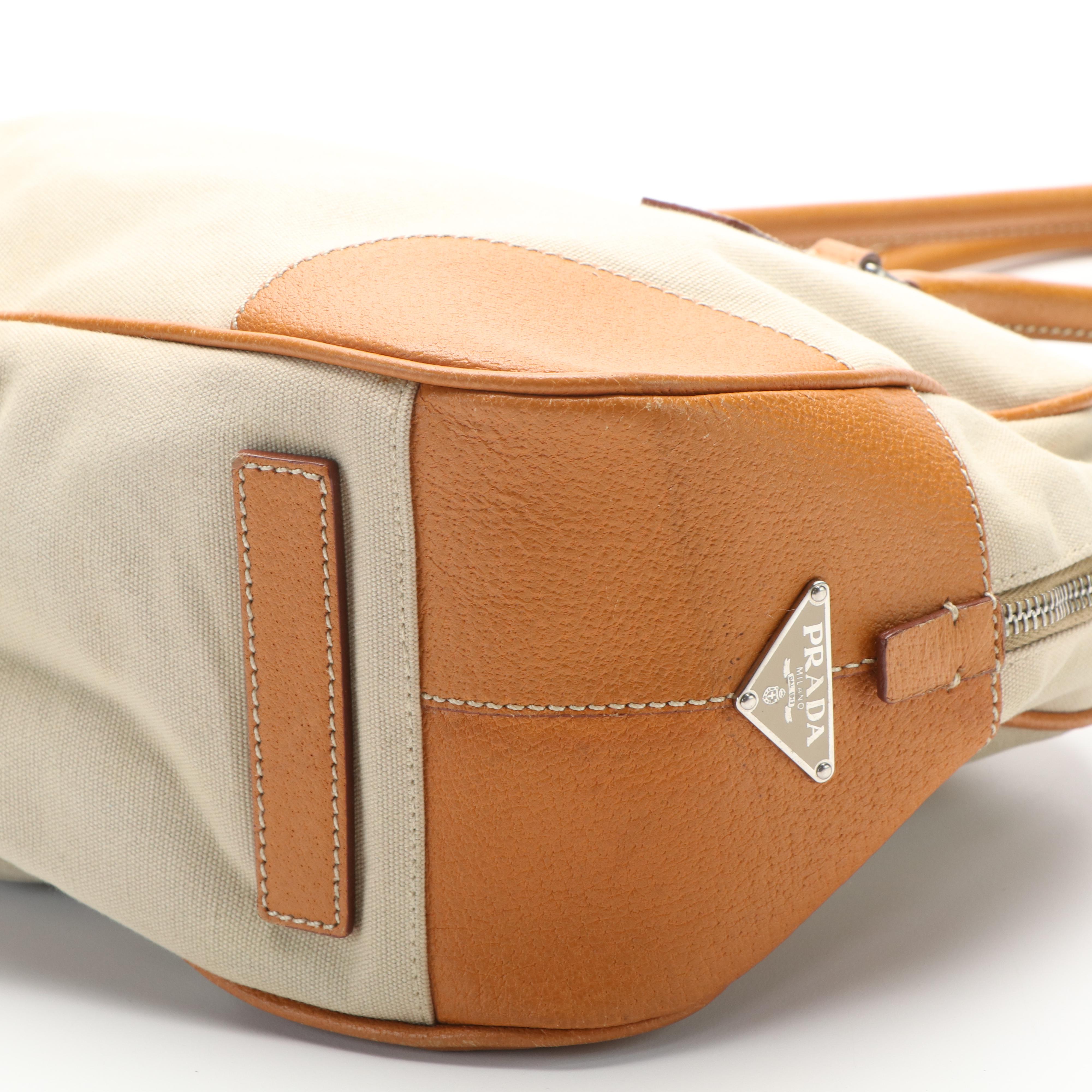 Prada Shoulder Bag in Canvas and Leather