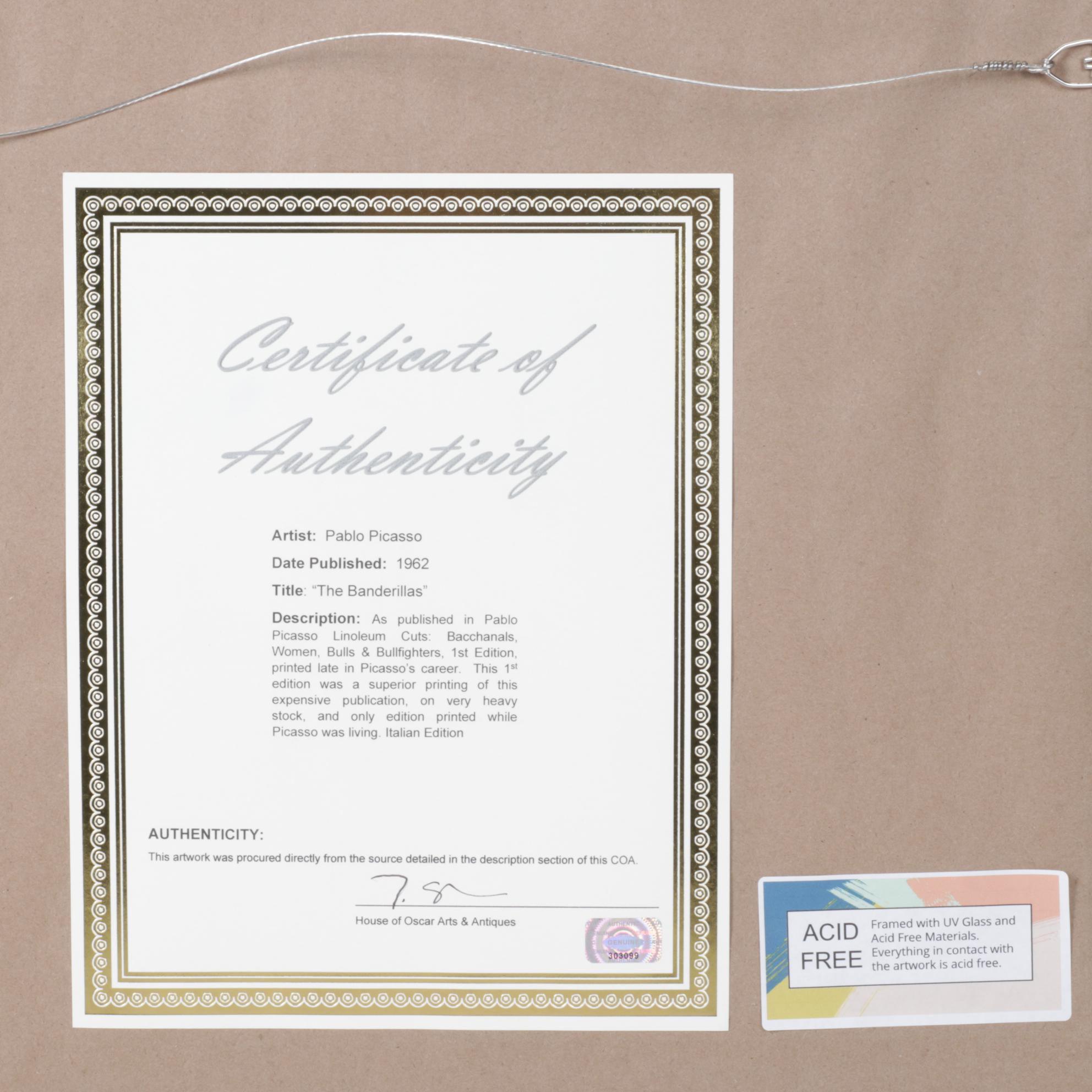 Pablo Picasso Color Linocut "Les Banderillas," 1962