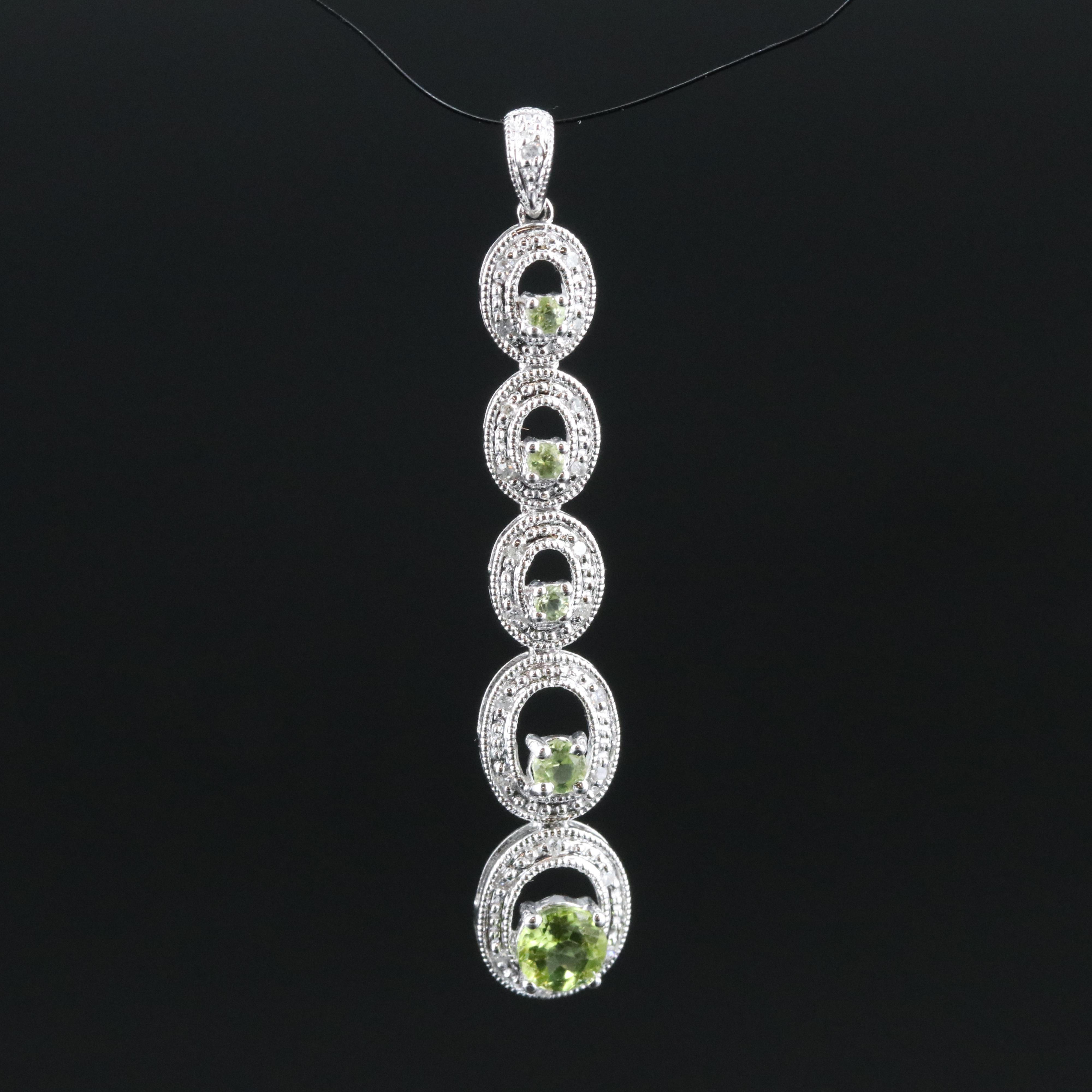14K Peridot and Diamond Graduated Pendant