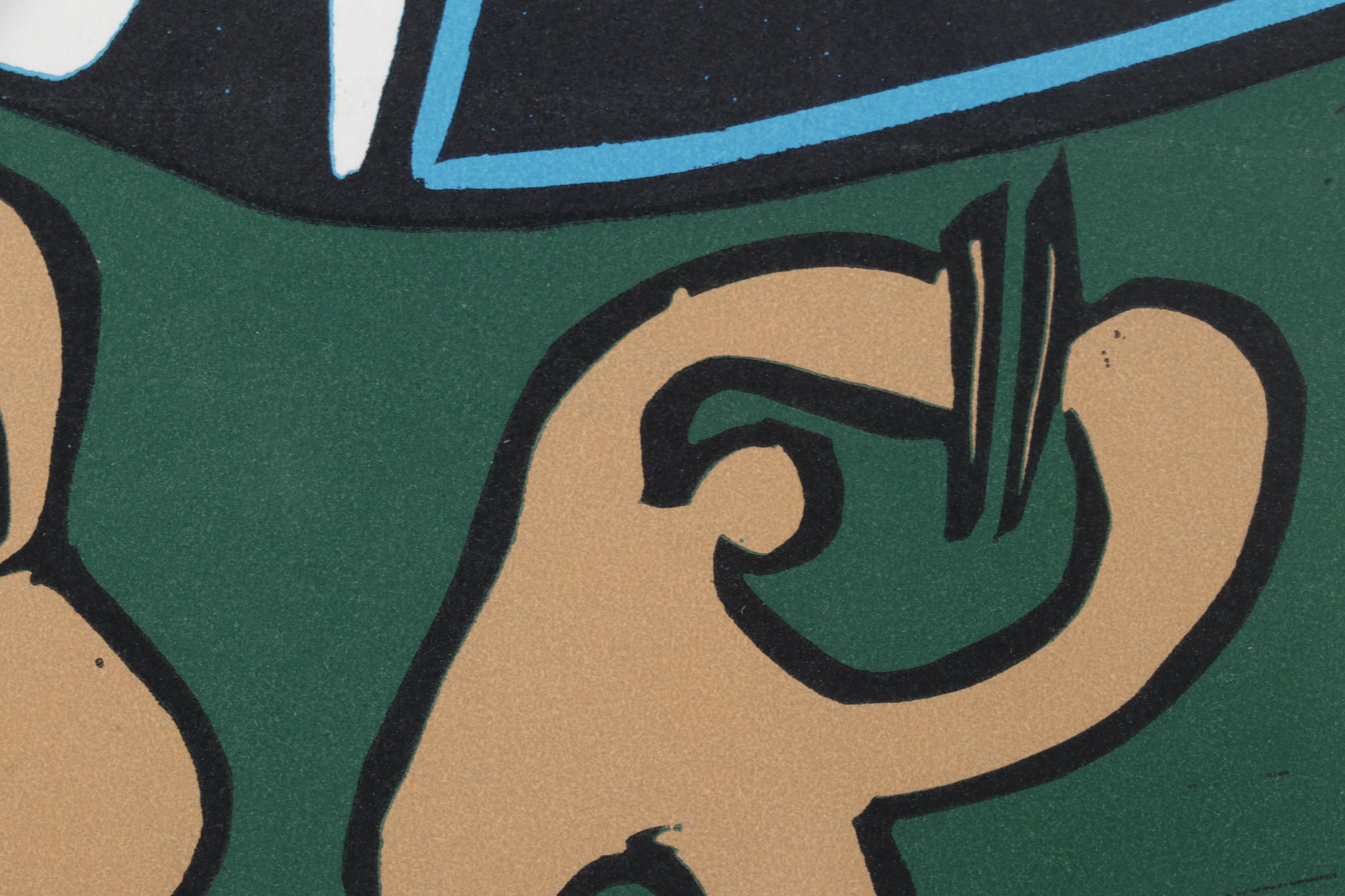 Pablo Picasso Color Linocut "Bacanal con cabra" 1962