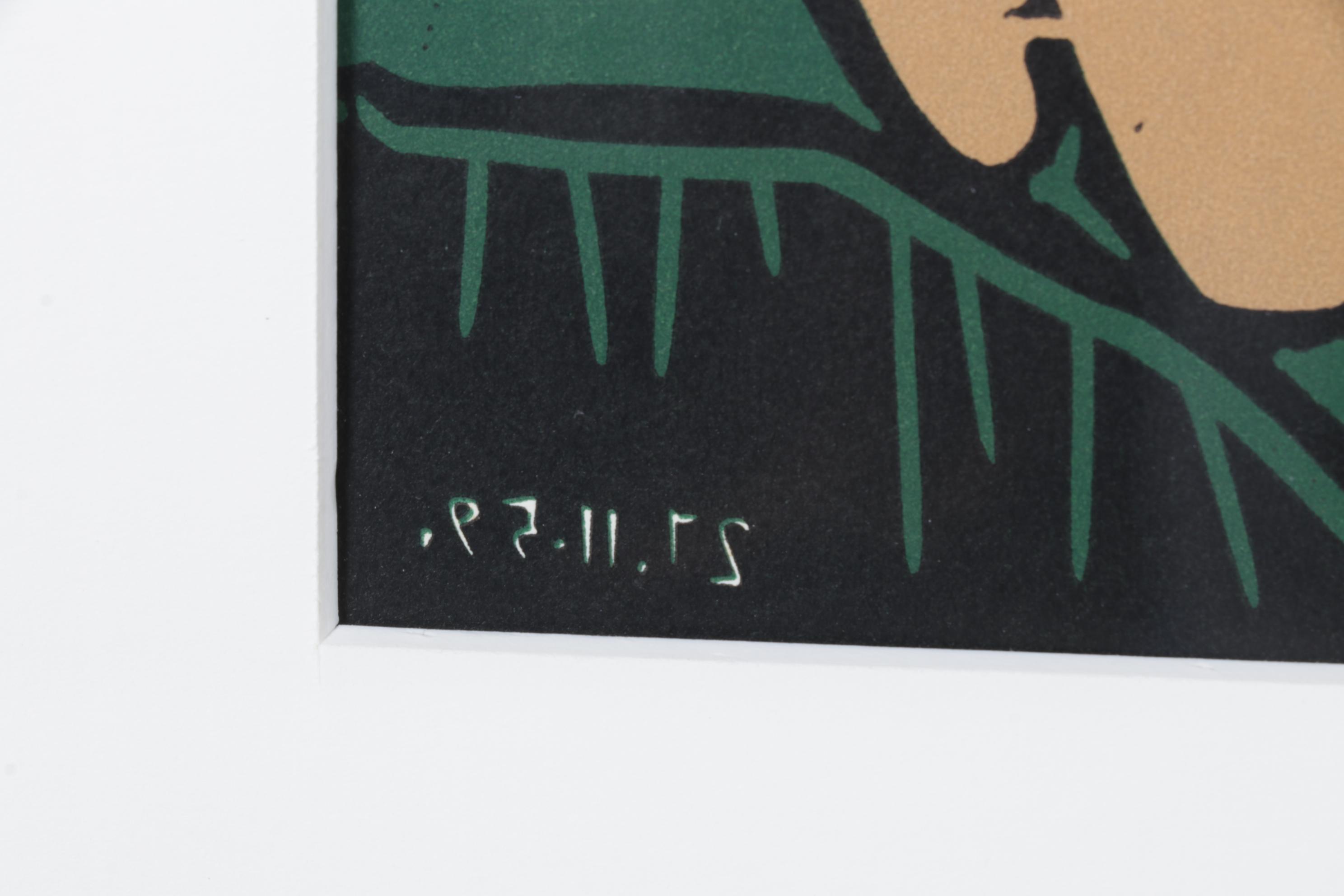 Pablo Picasso Color Linocut "Bacanal con cabra" 1962