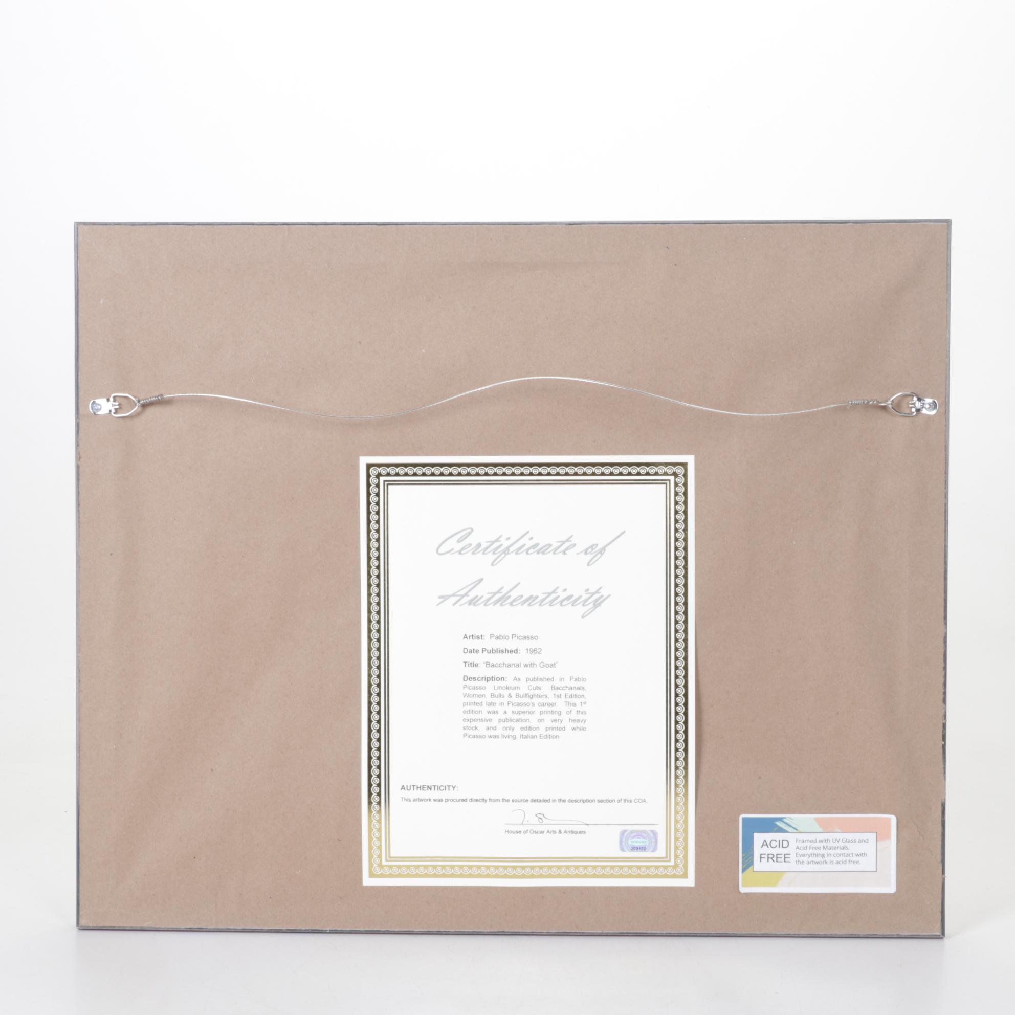 Pablo Picasso Color Linocut "Bacanal con cabra" 1962