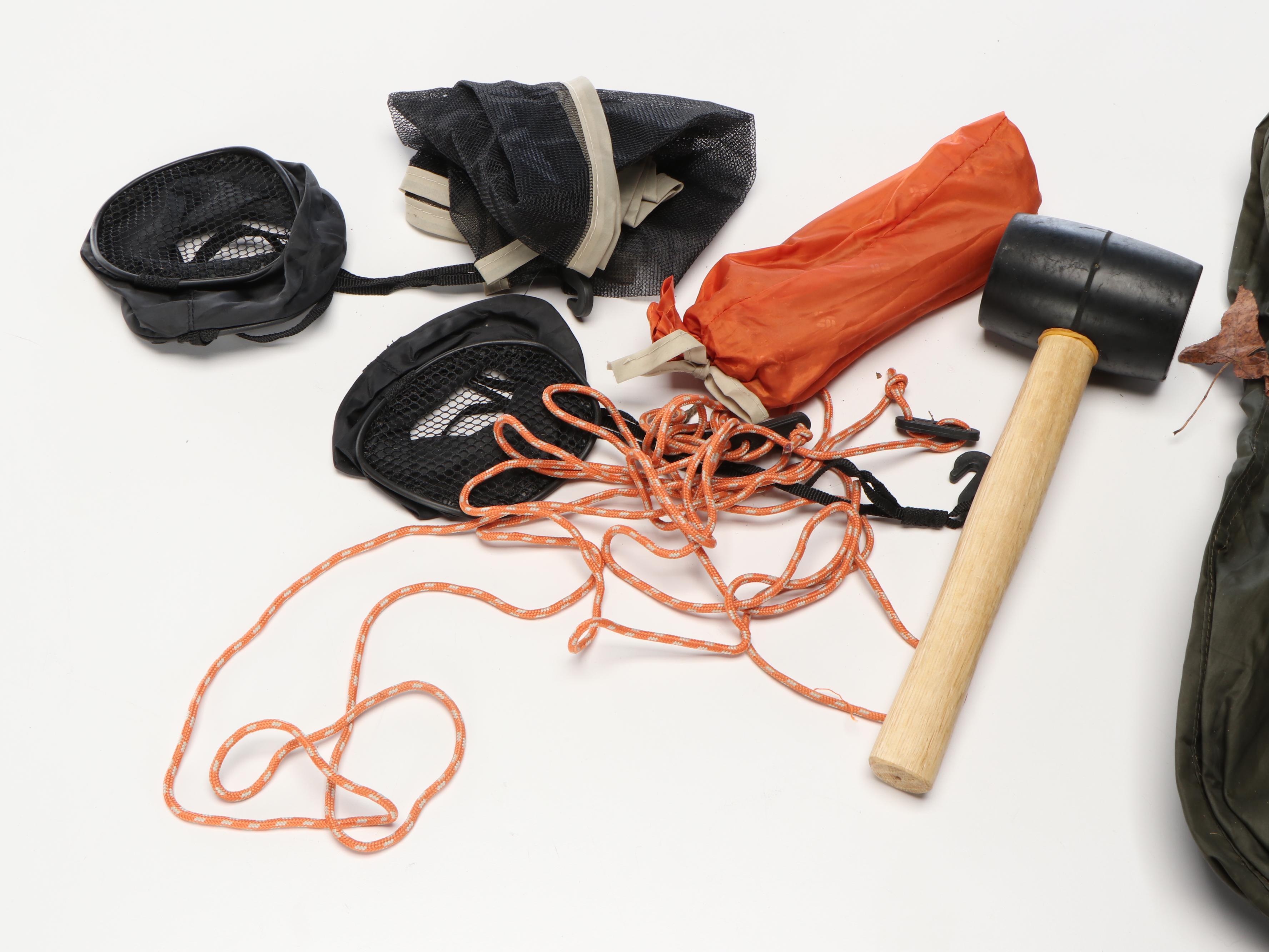 Columbia Tent and Snugpak All Weather Shelter with Aress Campfire Cooking Forks