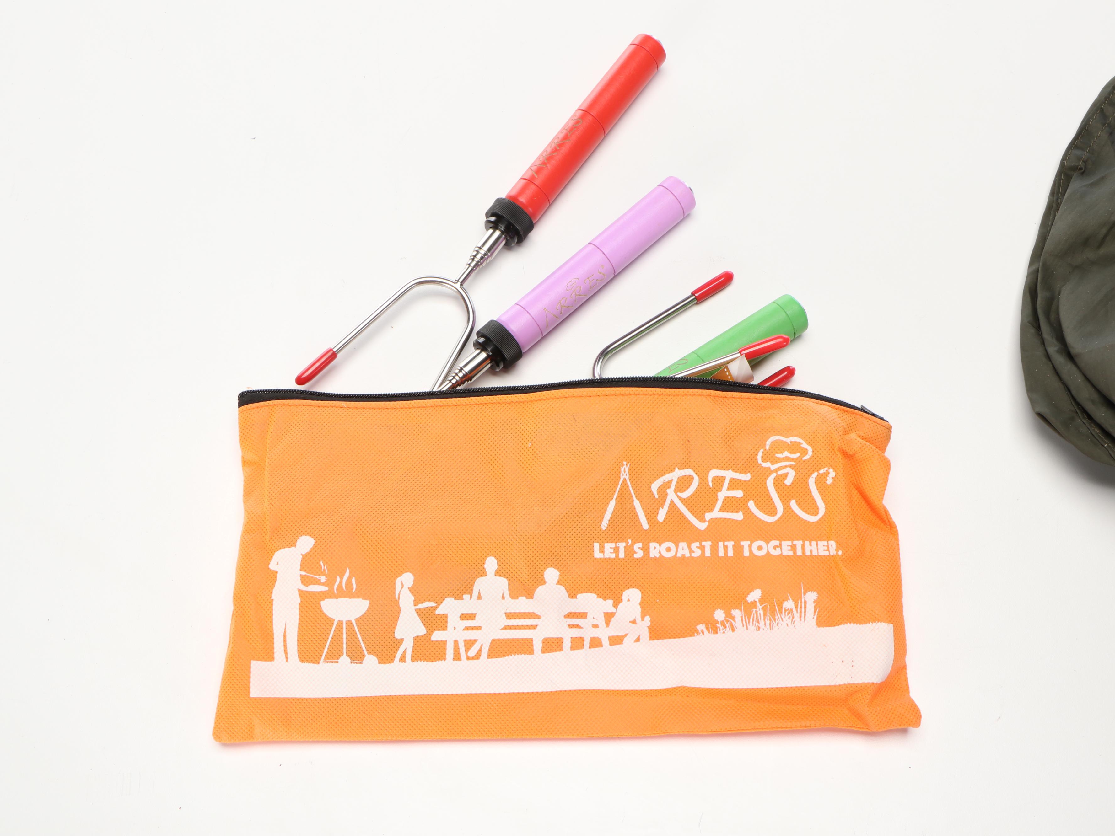 Columbia Tent and Snugpak All Weather Shelter with Aress Campfire Cooking Forks