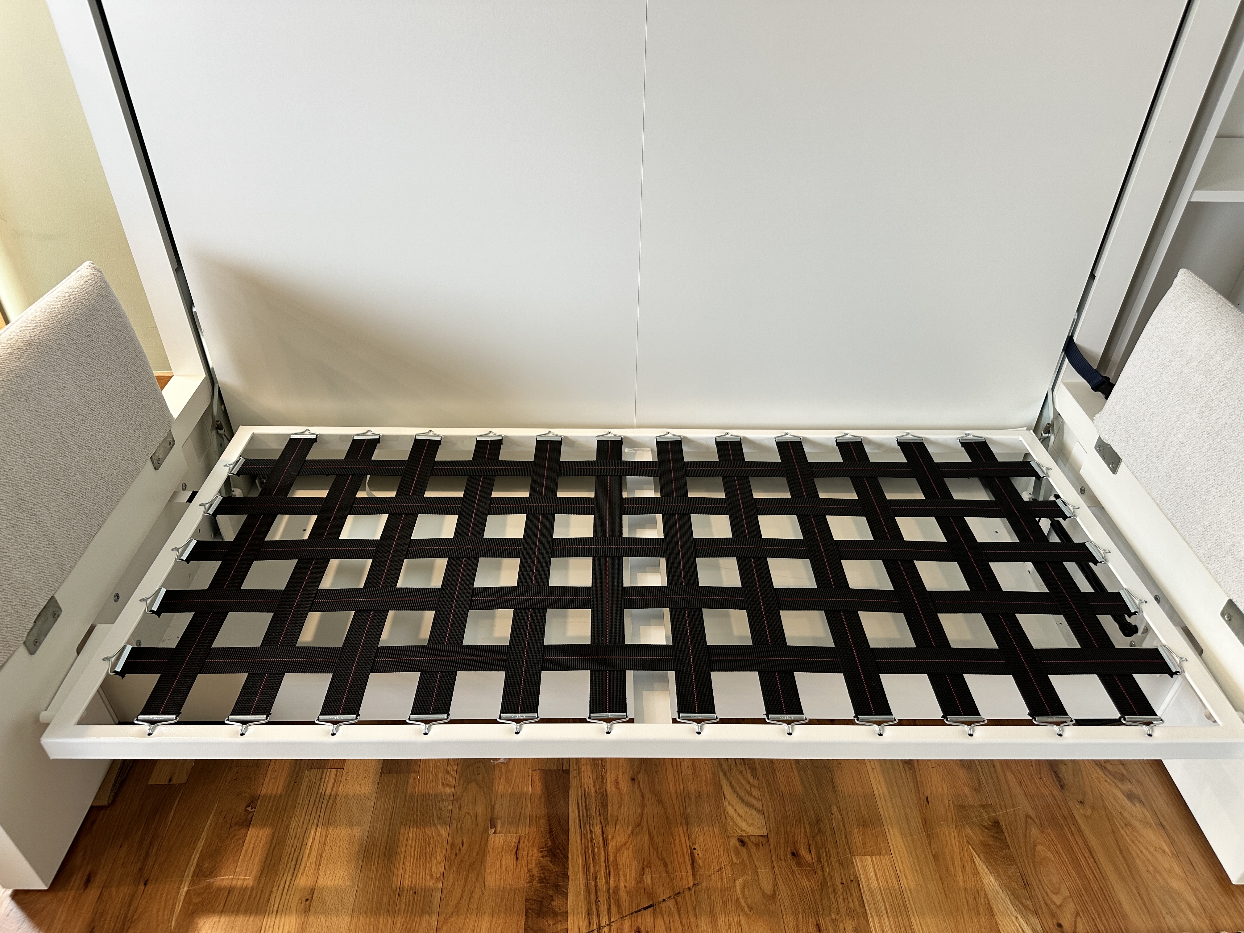 CLEI Italian Crafted "Nuovoliola" White Murphy Bed with Grey Fabric Loveseat